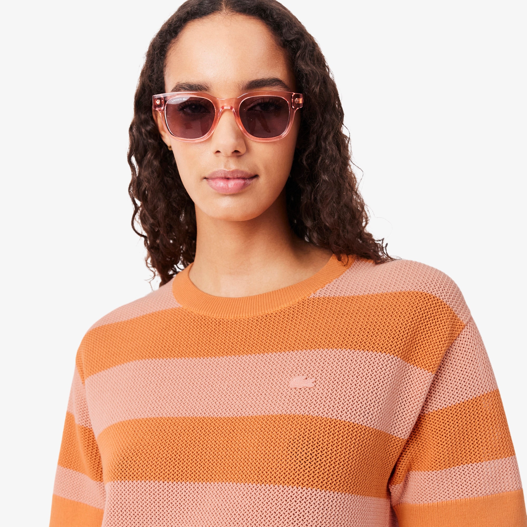 Striped Mesh Knit T-shirt Dress image number 1