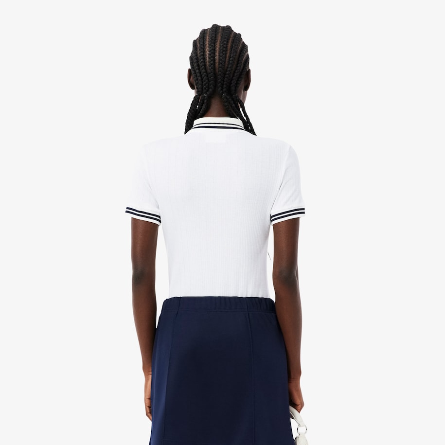 Slim Fit French Made Ribbed Polo Shirt image number 2