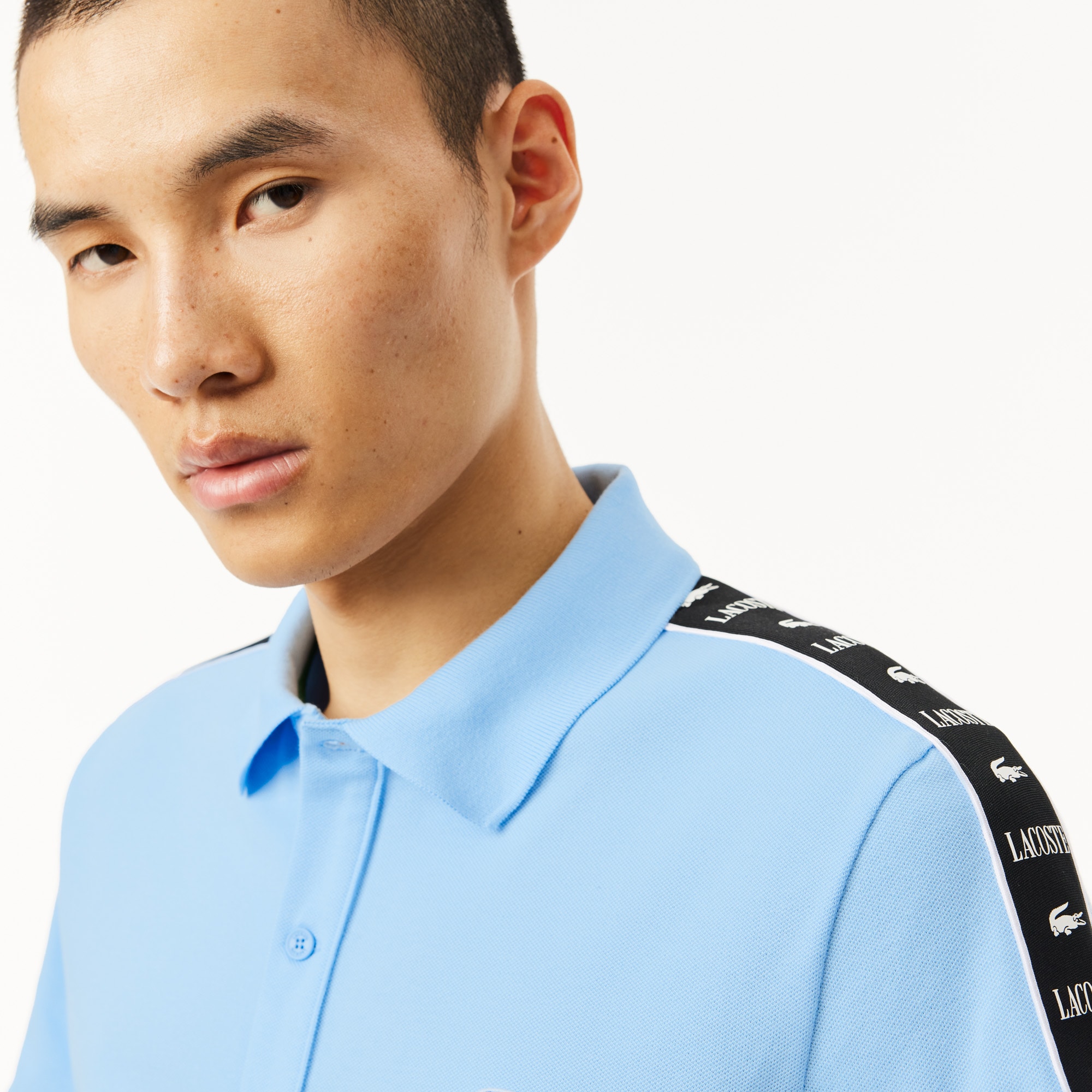 Logo Stripe Stretch Piqué Polo Shirt image number 1