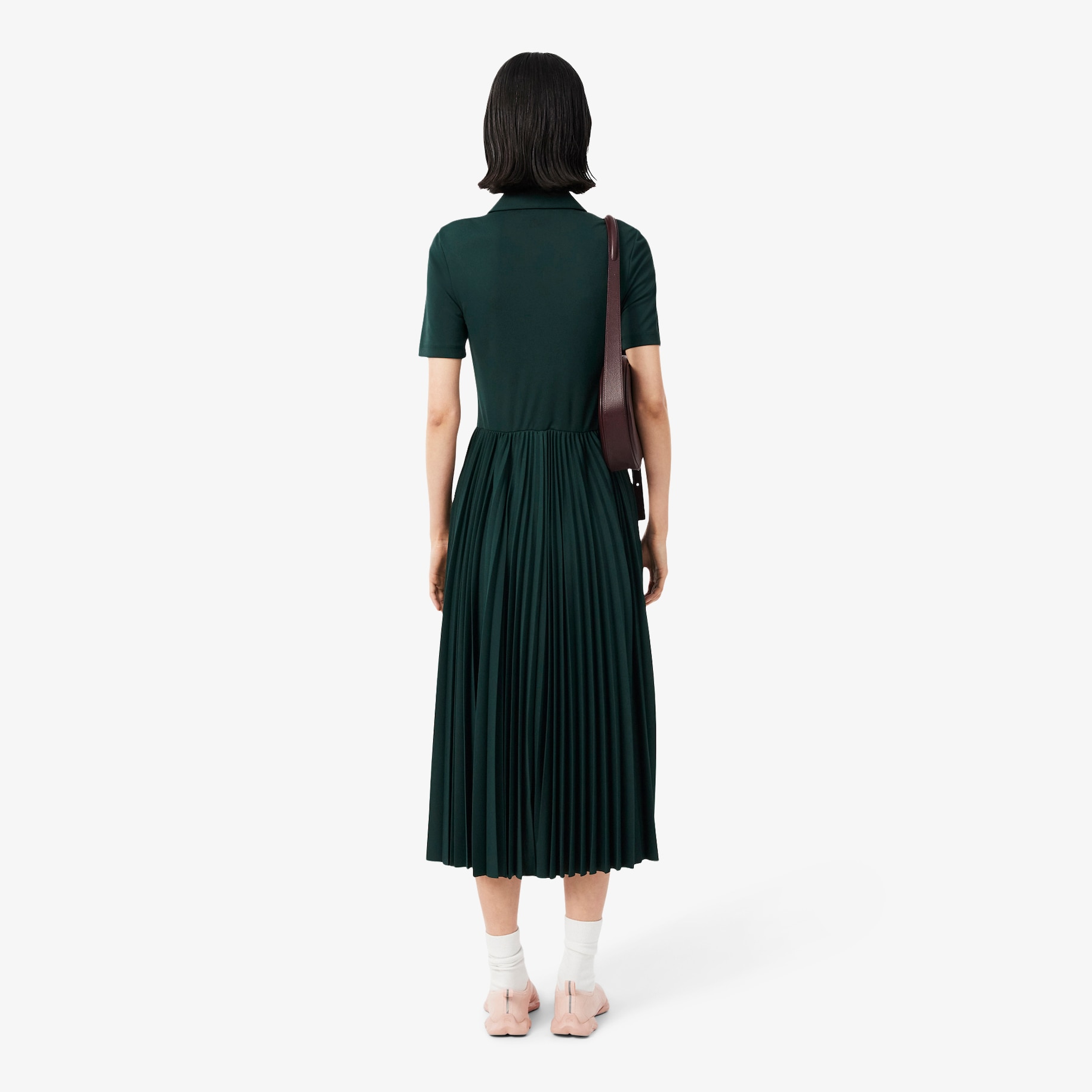 Pleated Fluid Jersey Polo Collar Dress image number 2