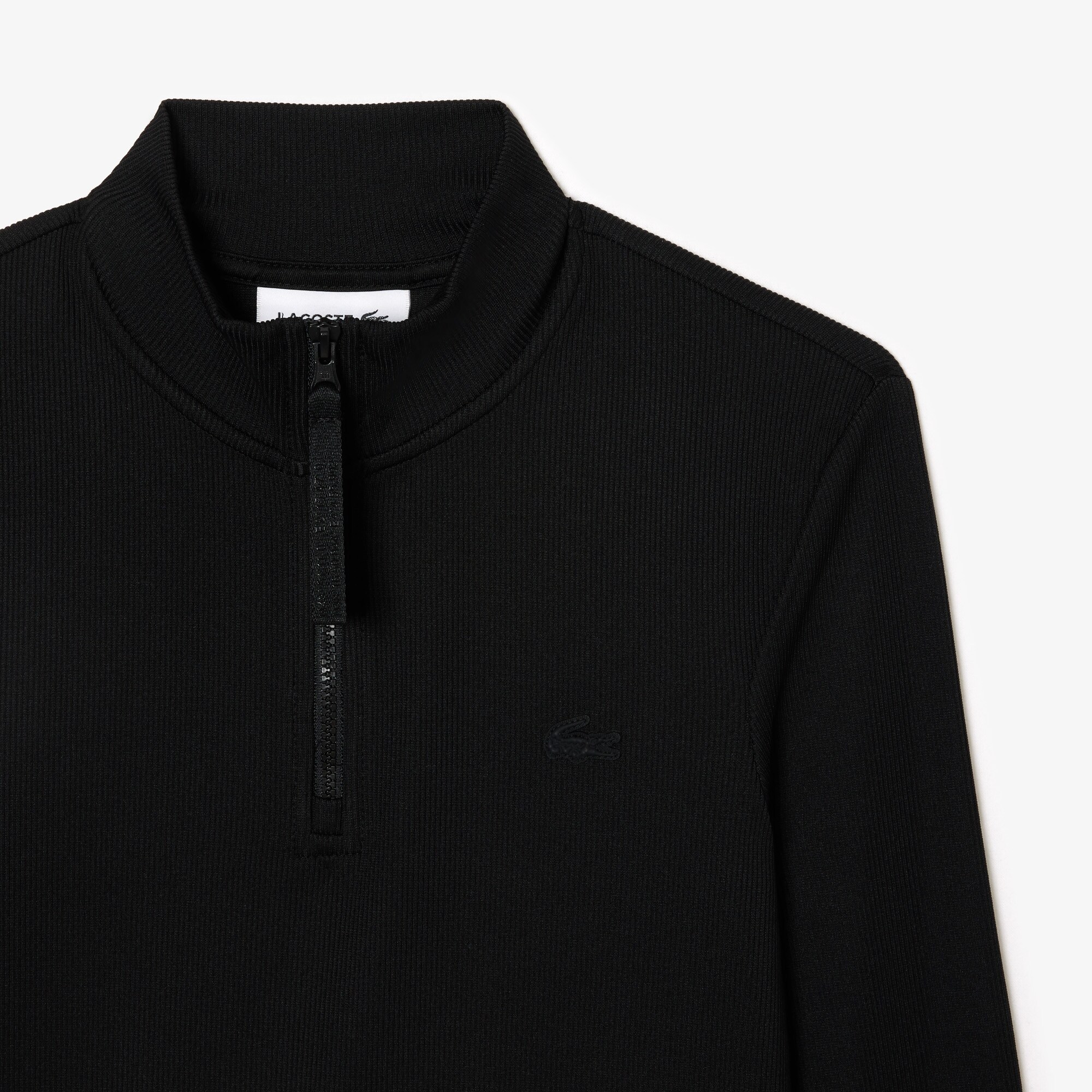 Long Sleeved Zip Neck Rib Knit Polo Shirt image number 4