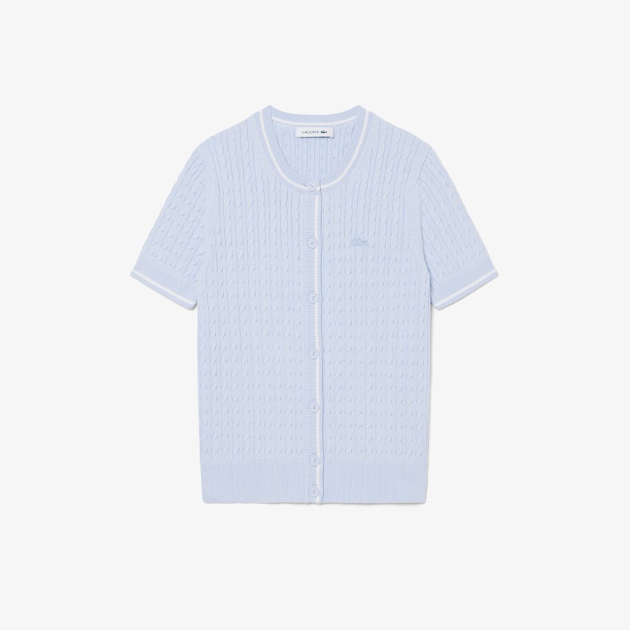 Short Sleeved Cable Knit Cardigan image number 0