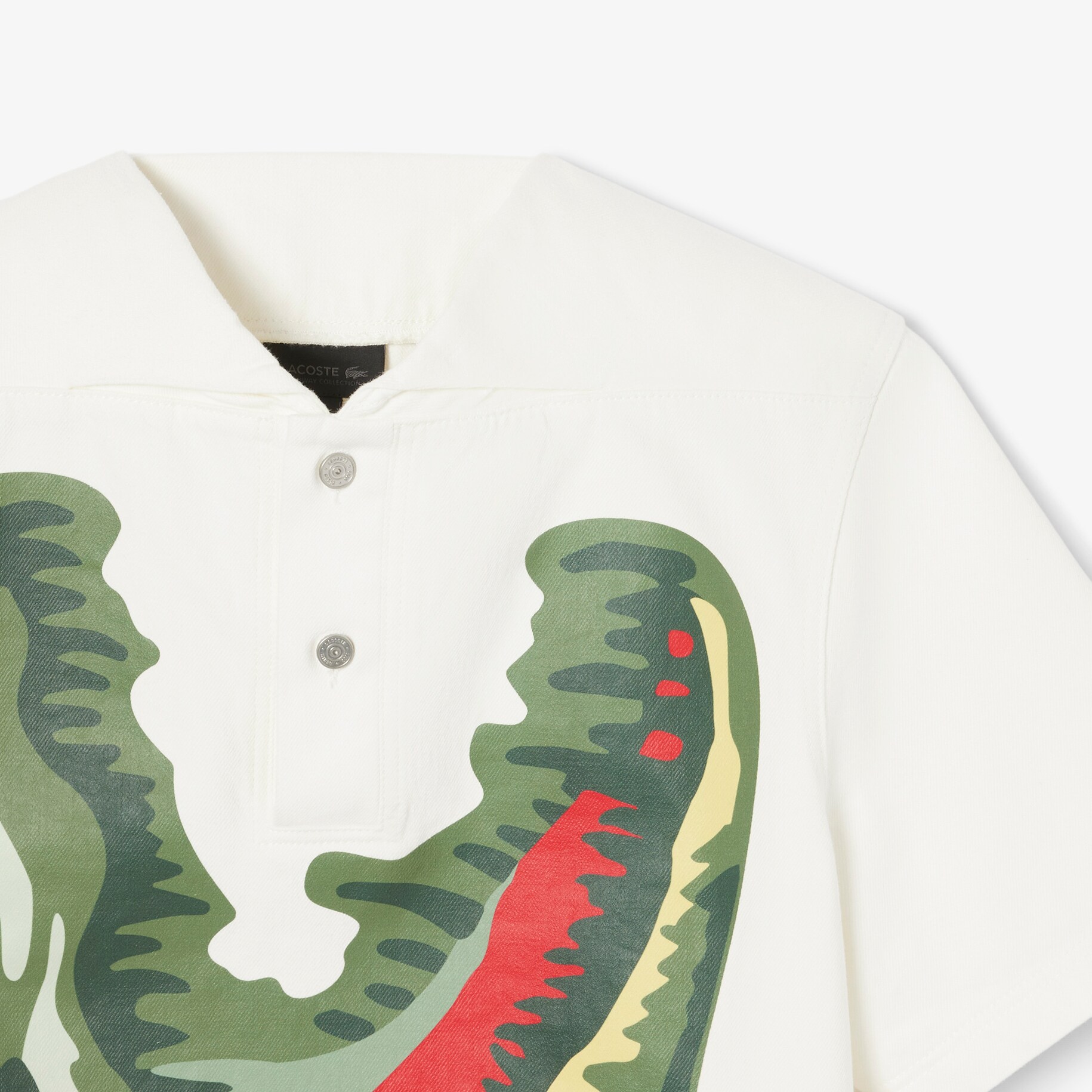 Runway Print Oversized Denim Polo image number 5