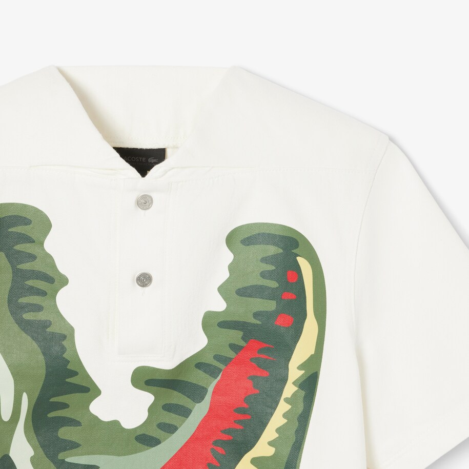 Runway Print Oversized Denim Polo image number 5