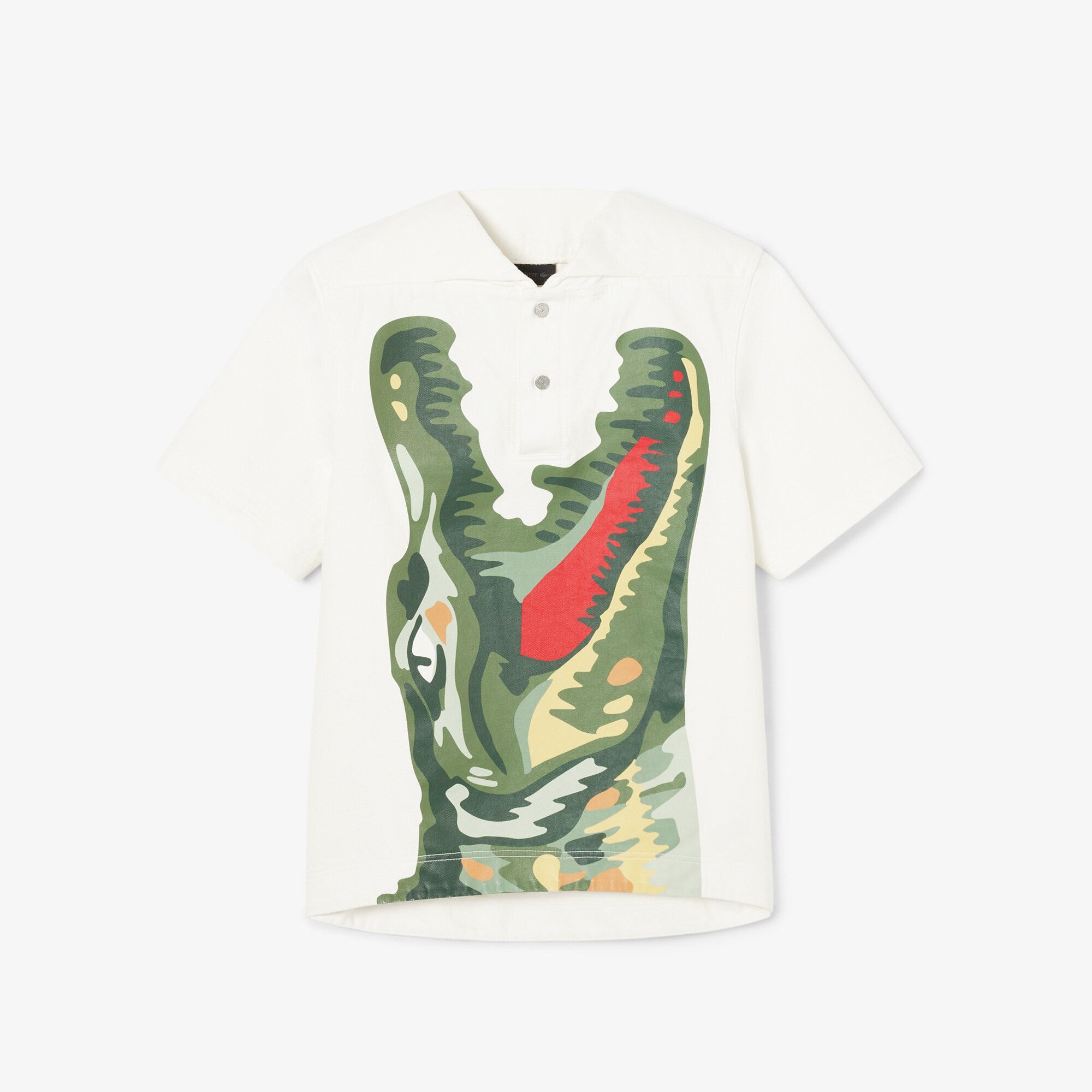 Runway Print Oversized Denim Polo image number 3