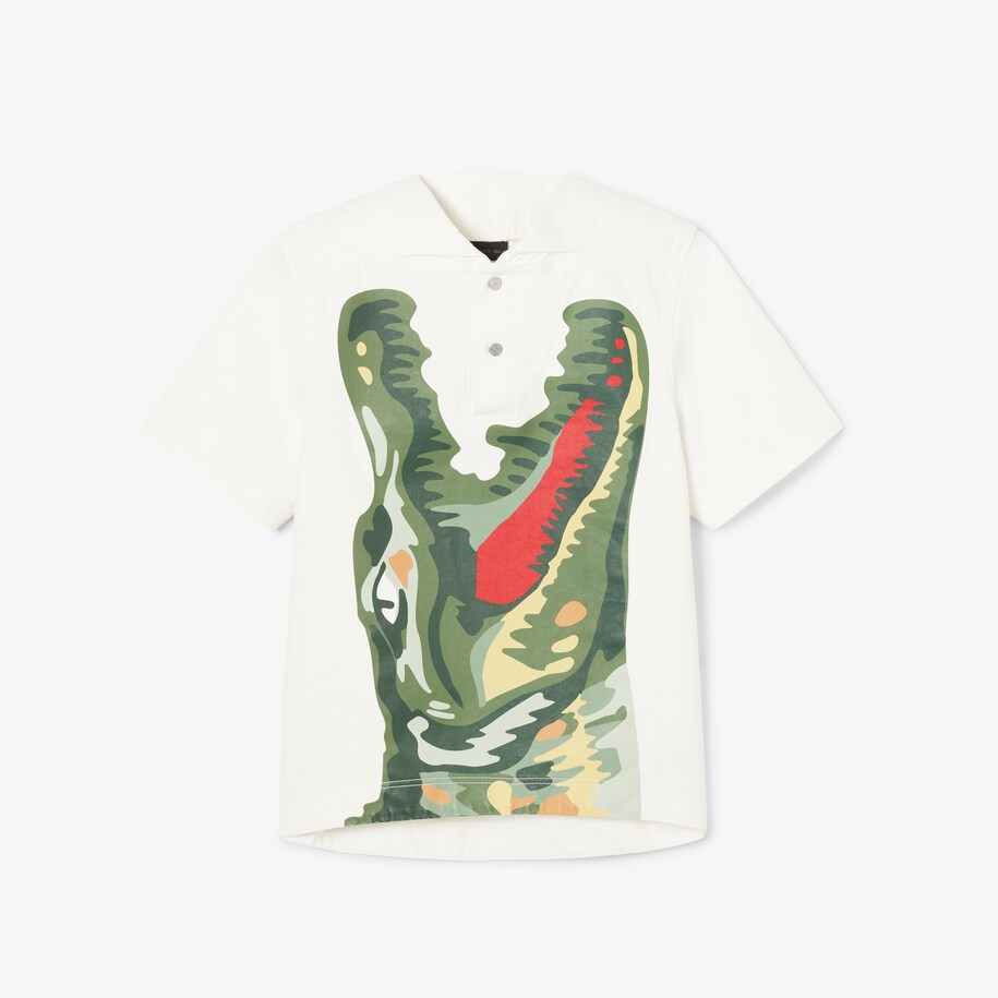 Runway Print Oversized Denim Polo image number 3