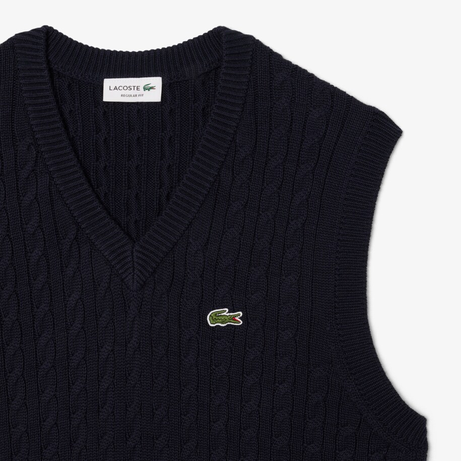 Cable Knit Cotton Sweater Vest image number 4