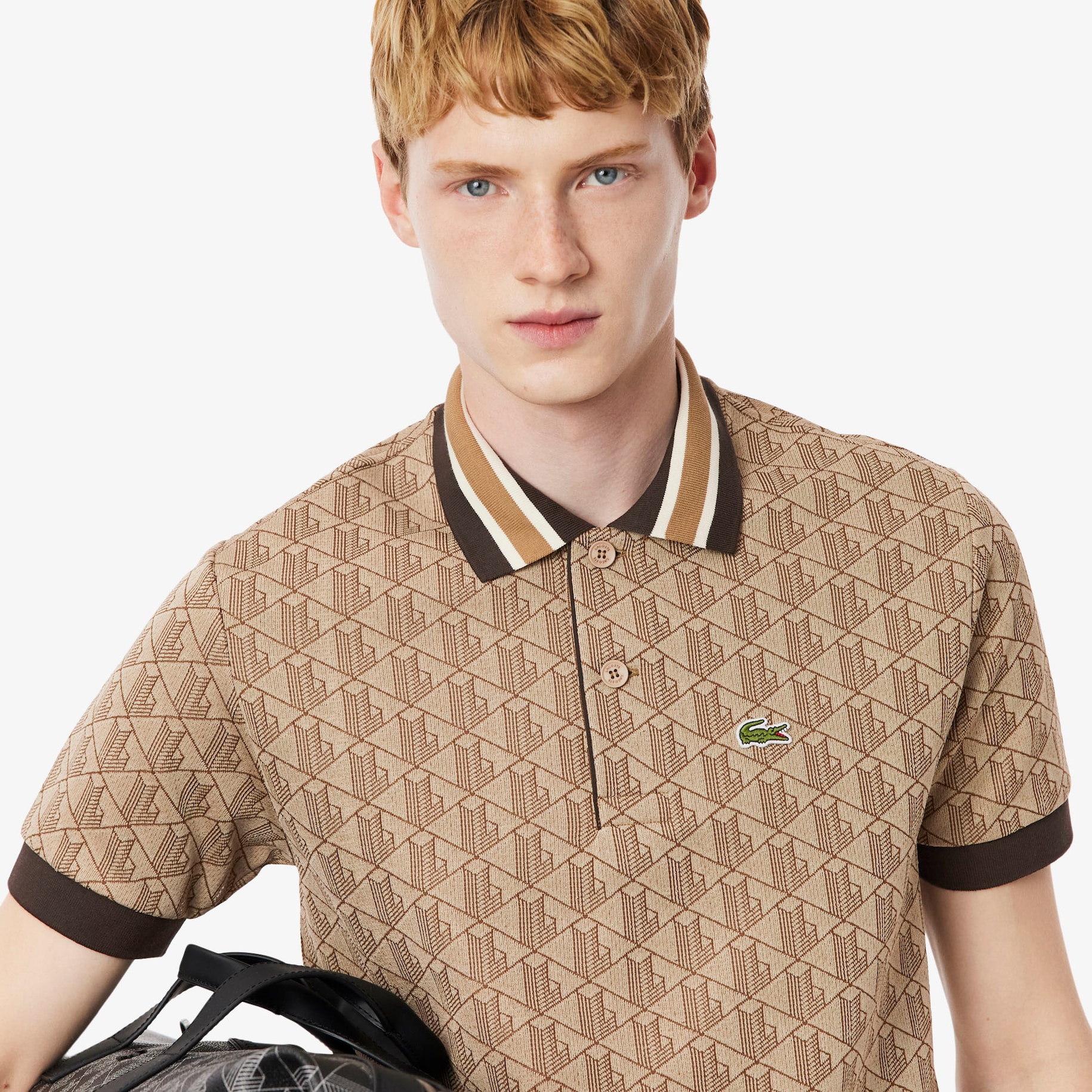 Classic Fit Contrast Collar Monogram Motif Polo Shirt image number 1