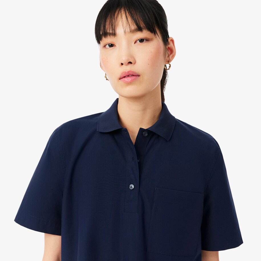 Short Sleeved Poplin Polo Dress image number 1