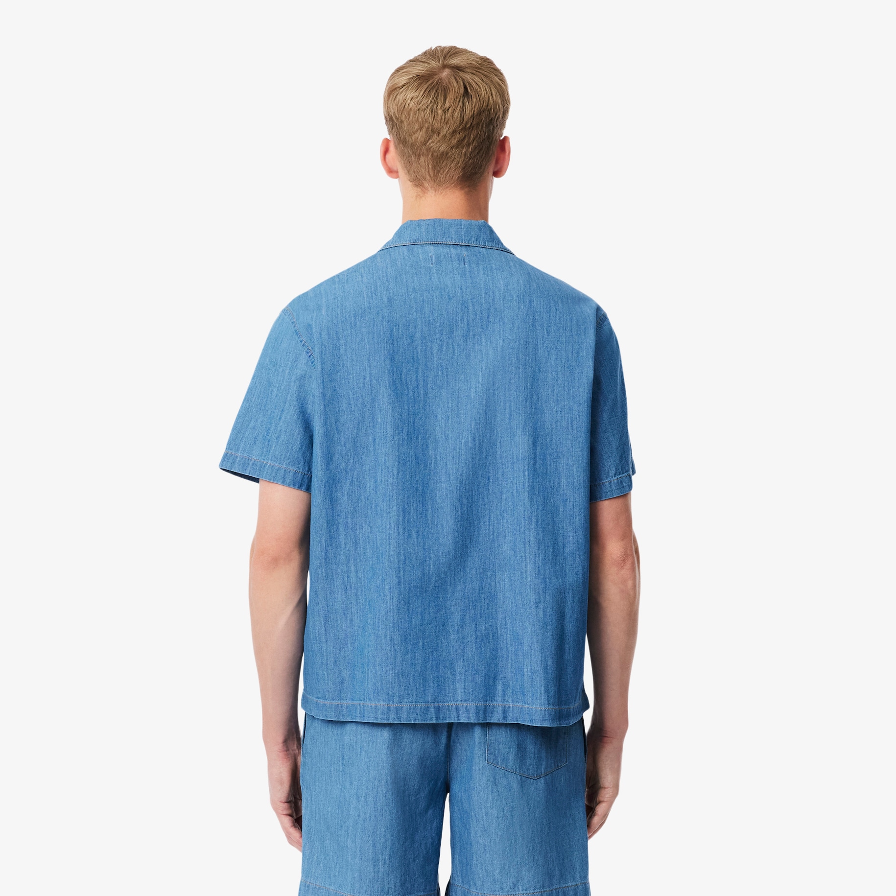 Relaxed Fit Open Neck Denim Shirt image number 2