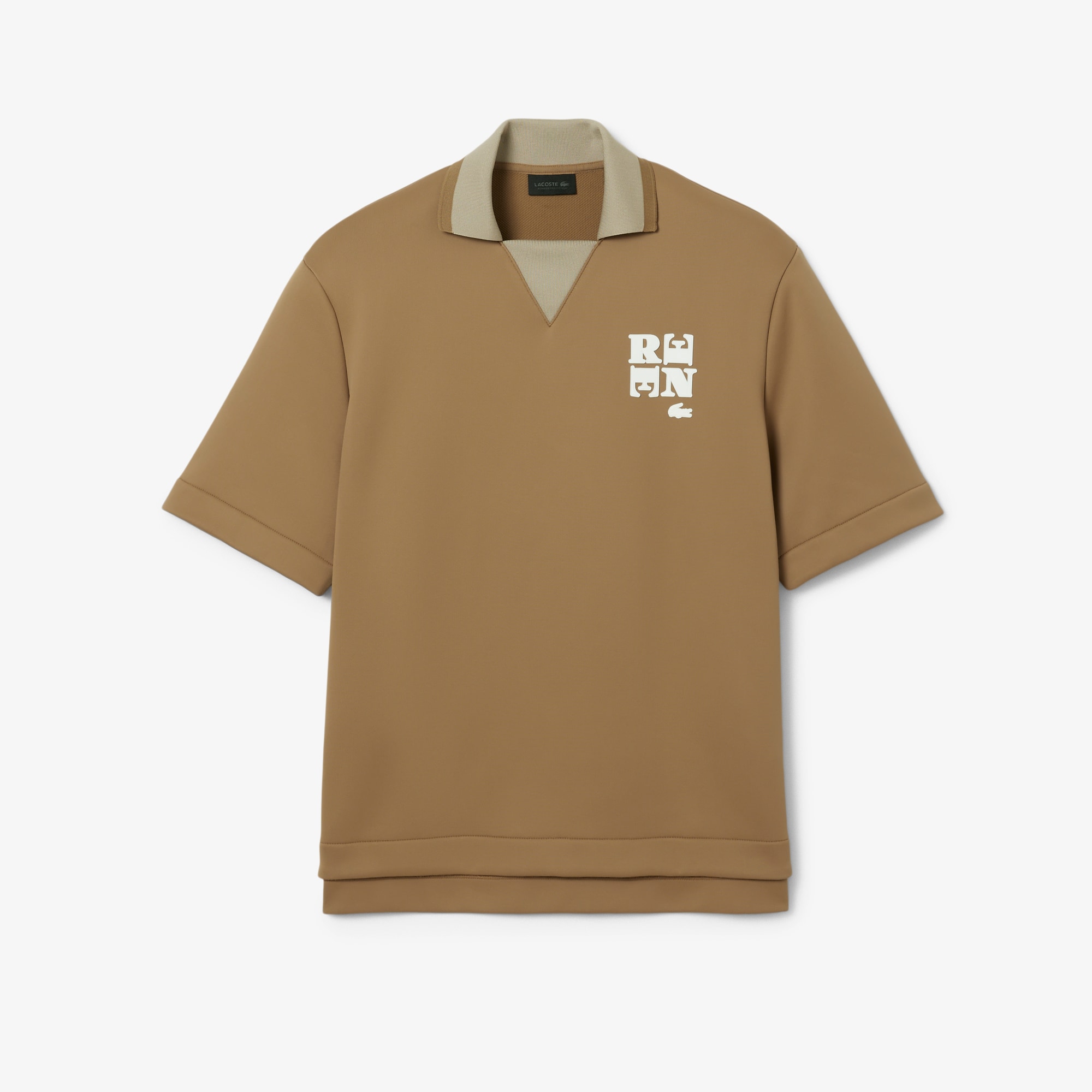 Runway Badge Accent Oversized Satin Polo Shirt image number 3