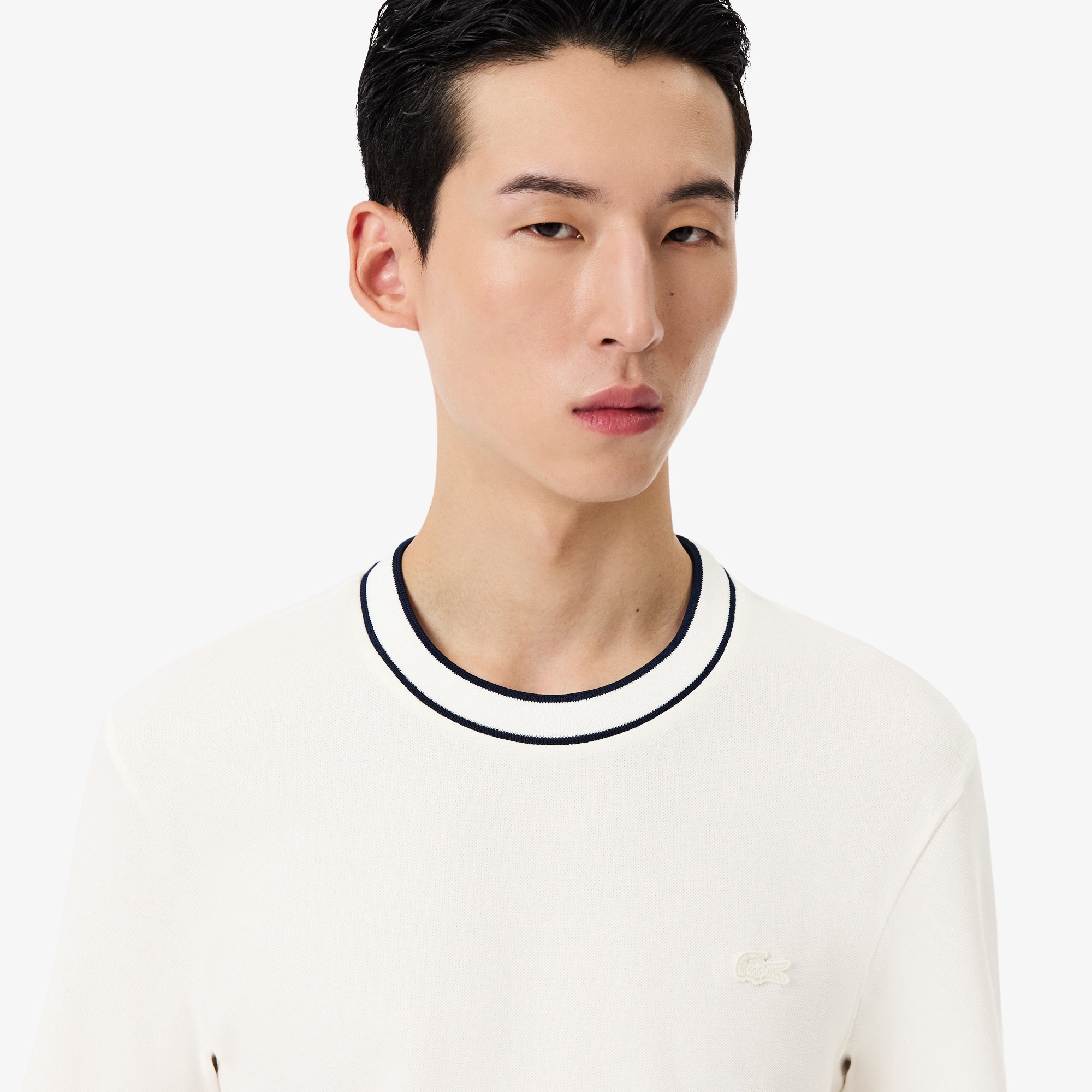 Stretch Piqu&eacute; Stripe Collar T-shirt image number 1