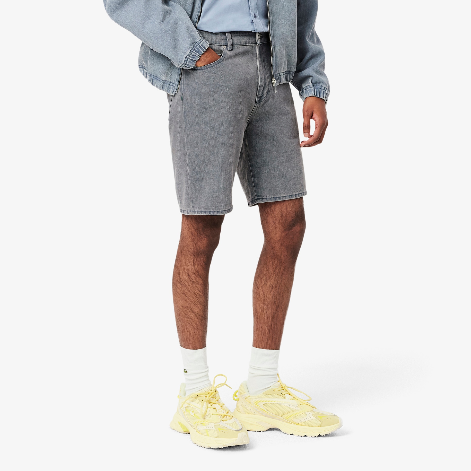 Washed Effect Dyed Denim Bermuda Shorts image number 1