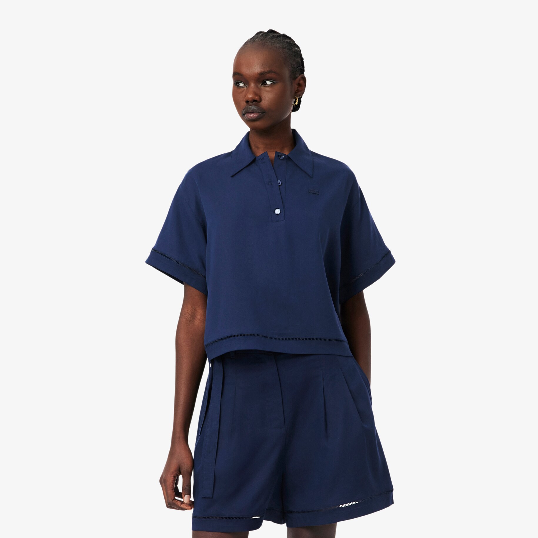 Oversized Fluid Twill Polo Shirt image number 0