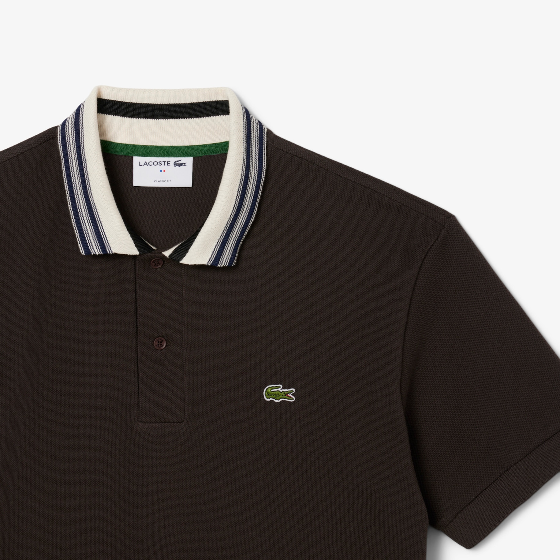 French Made Classic Fit Stripe Collar Polo Shirt image number 4