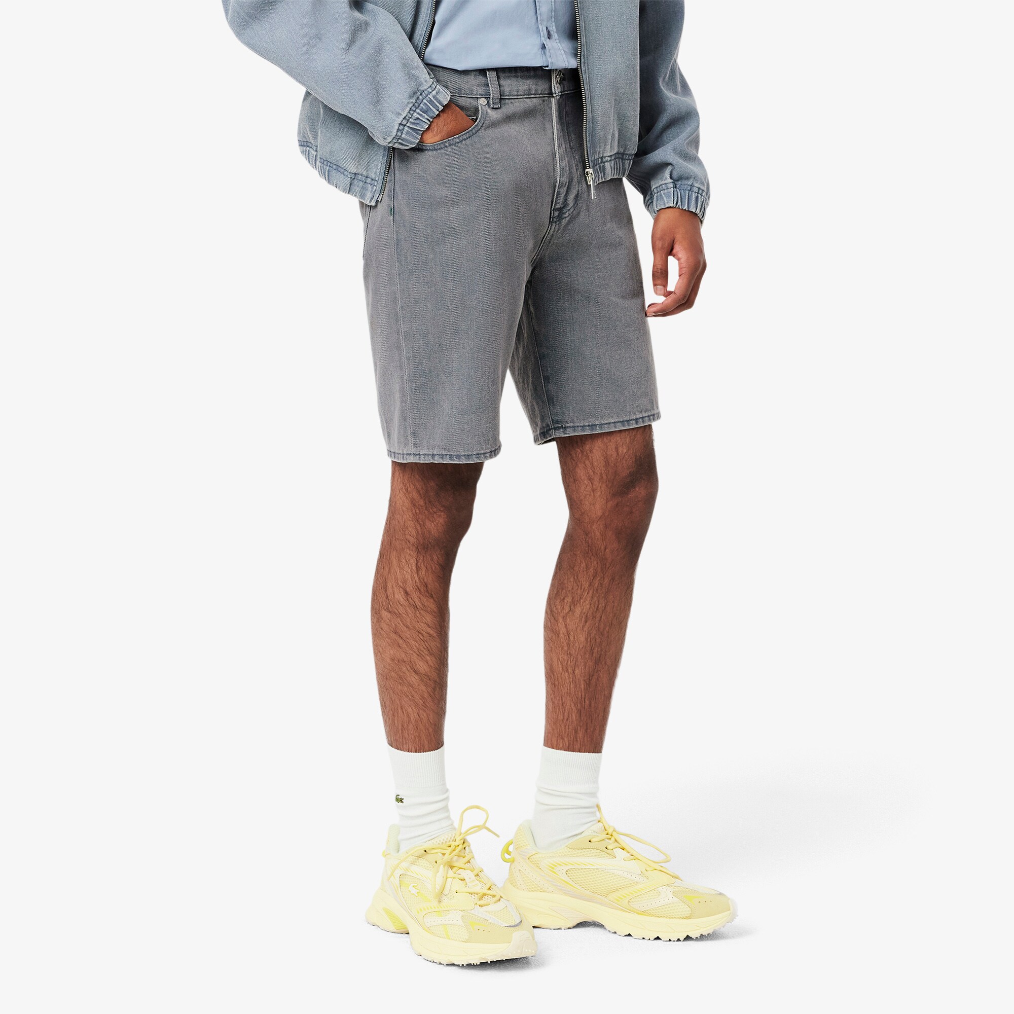 Washed Effect Dyed Denim Bermuda Shorts image number 1
