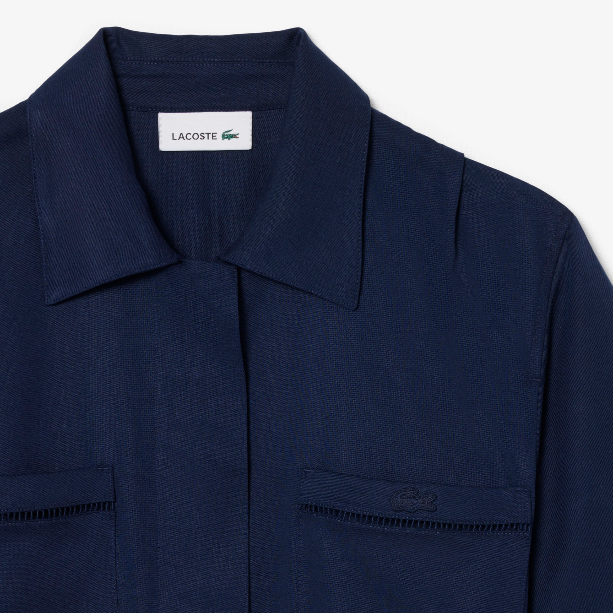 Fluid Linen Blend Shirt Dress image number 4