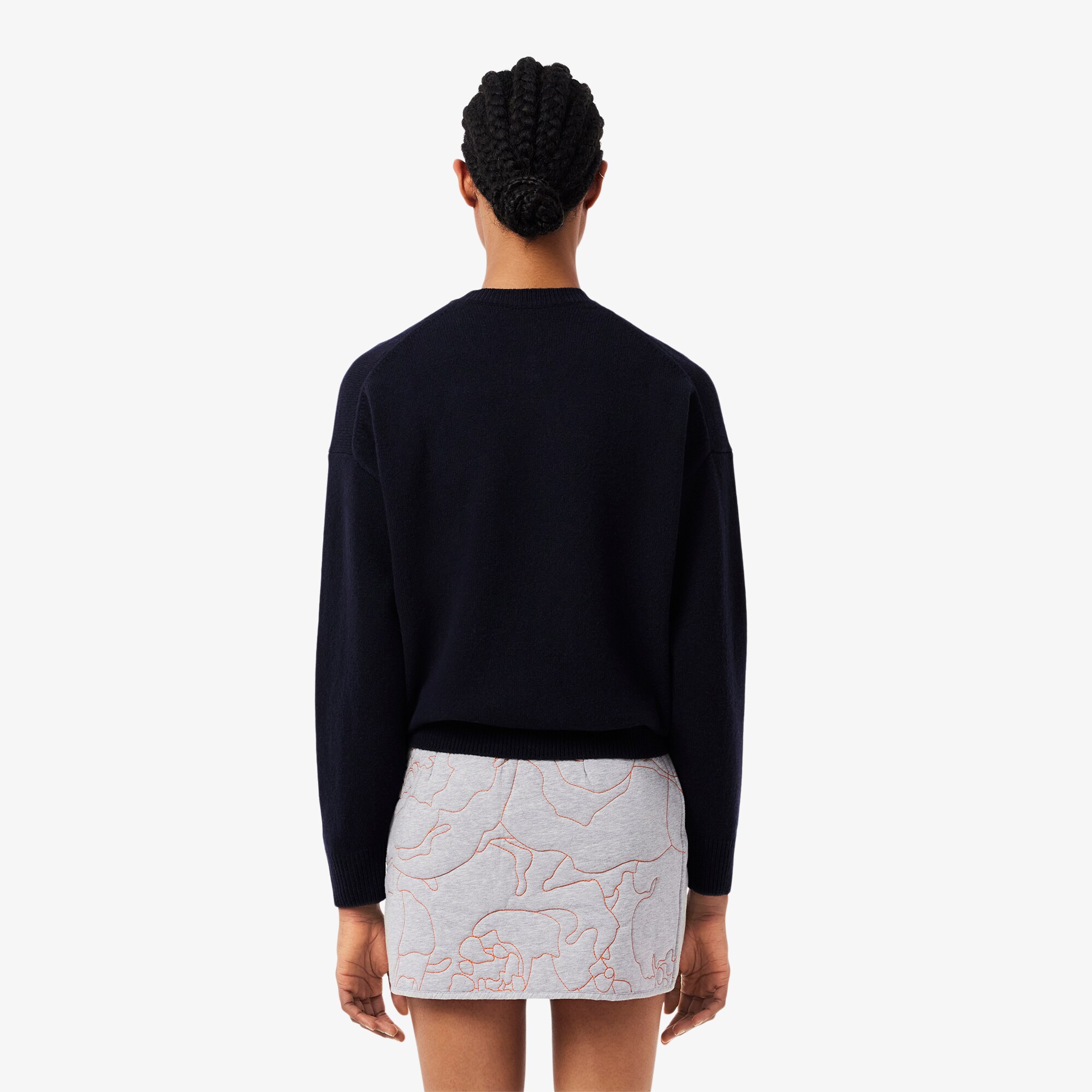 Intarsia Flower Motif Wool Sweater image number 2