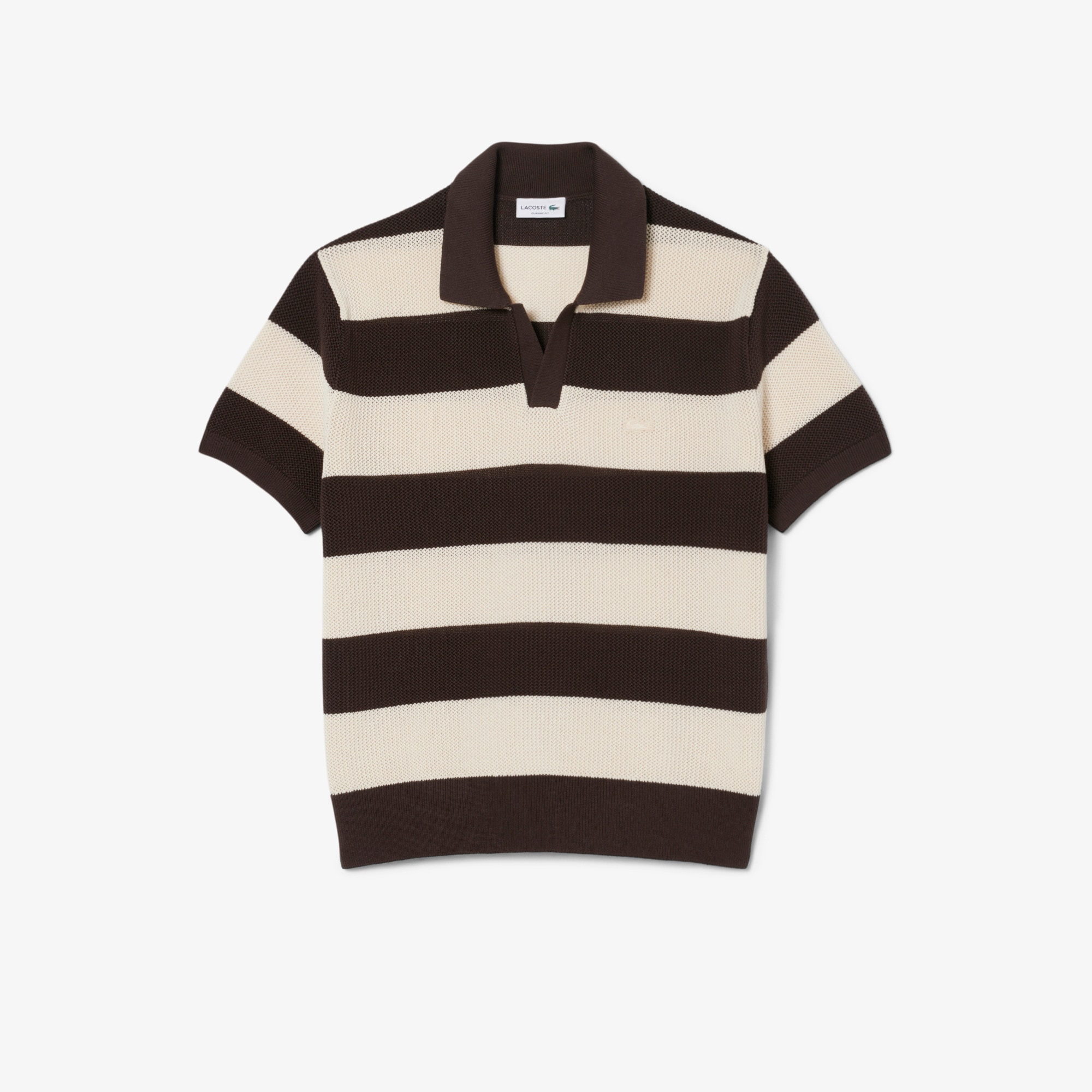 Short Sleeved Striped Polo Collar Sweater image number 3