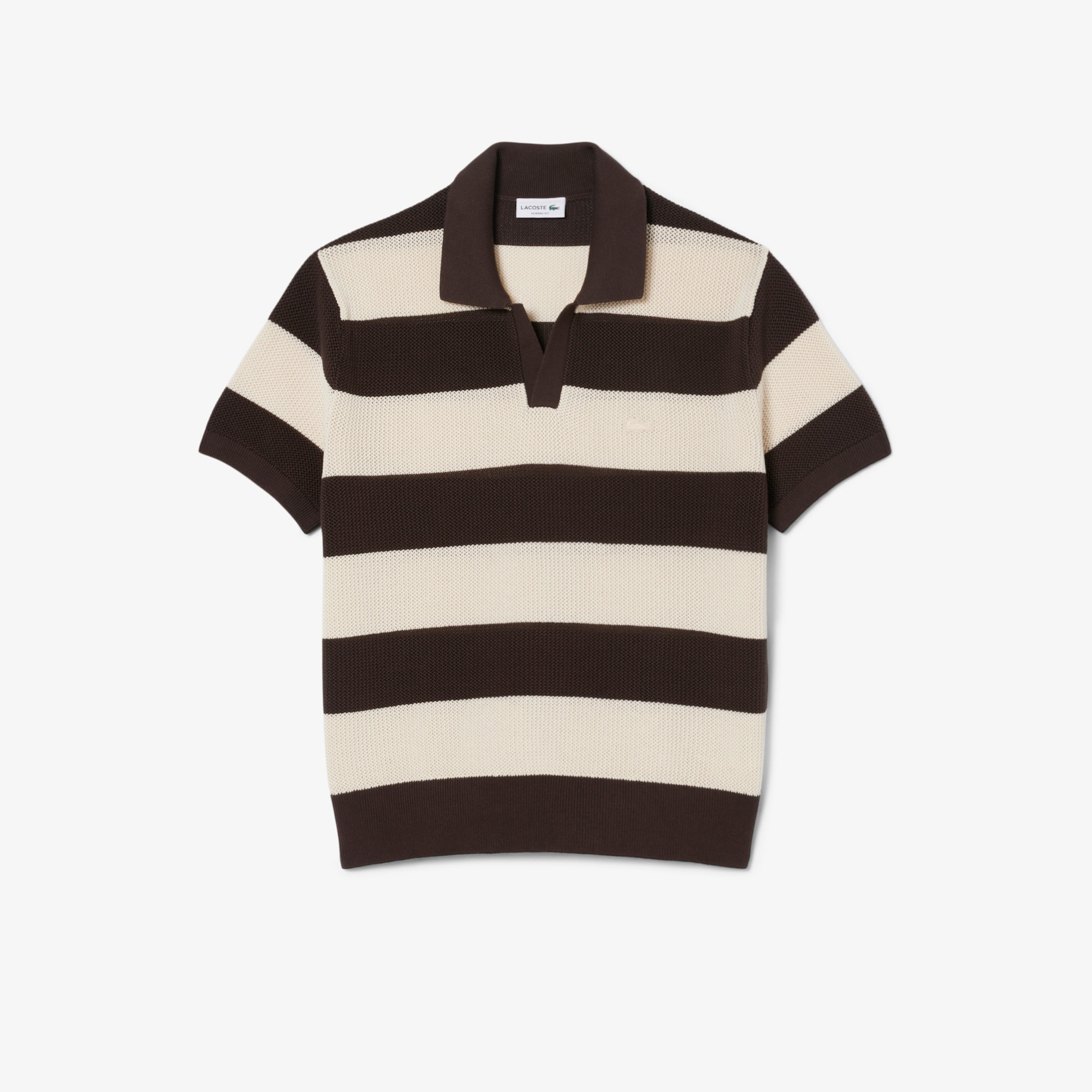 Short Sleeved Striped Polo Collar Sweater image number 3