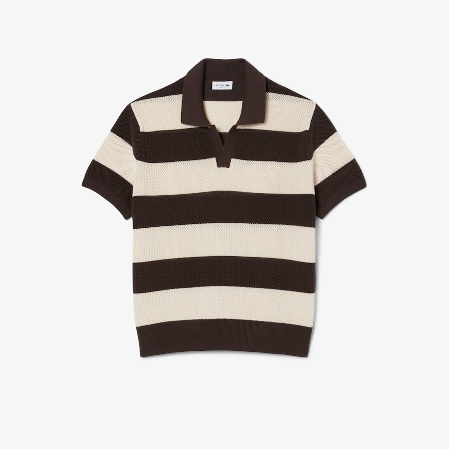 Short Sleeved Striped Polo Collar Sweater image number 3