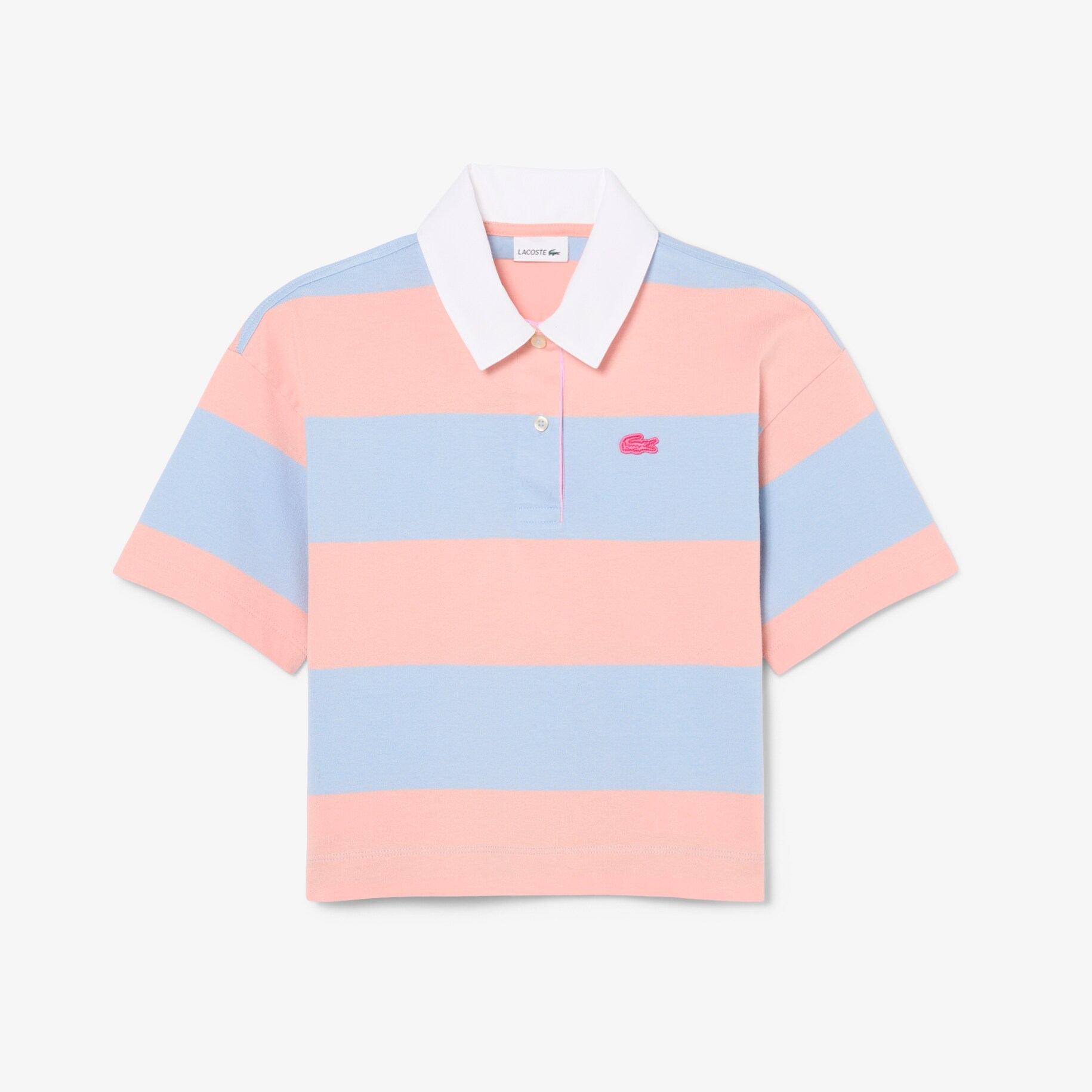 Oversized Striped Cotton Rugby Polo Shirt image number 3