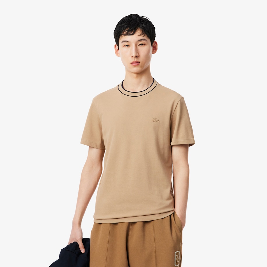 Stretch Piqu&eacute; Stripe Collar T-shirt image number 0