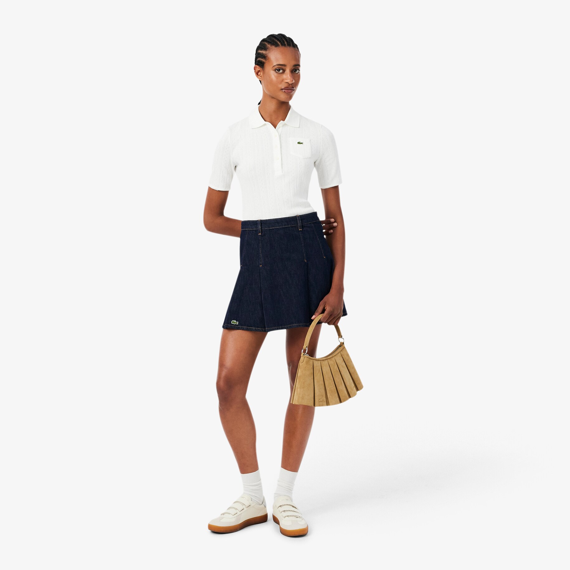 Short Pleated Denim Skirt image number 0