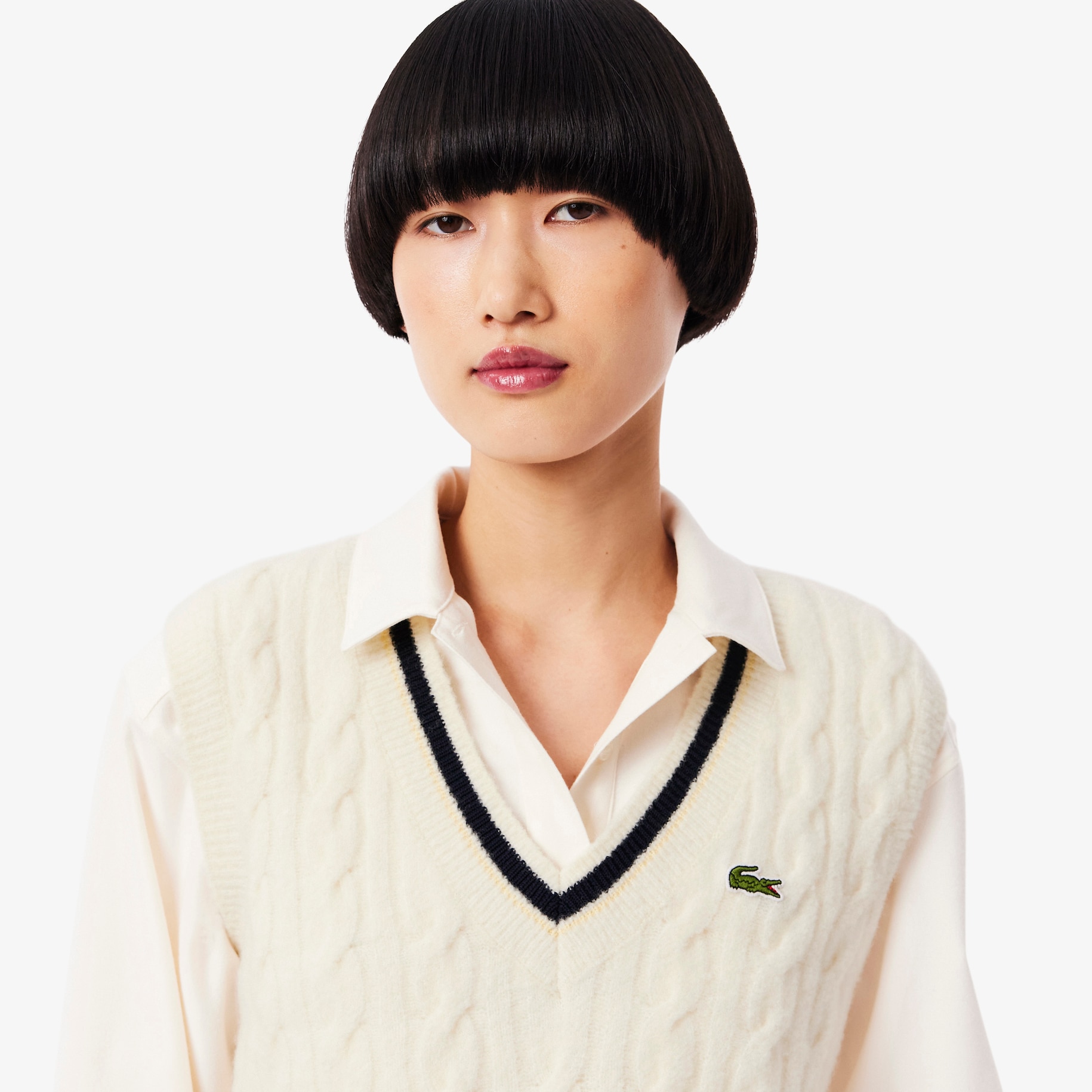 Cable Knit Wool Sweater Vest image number 1