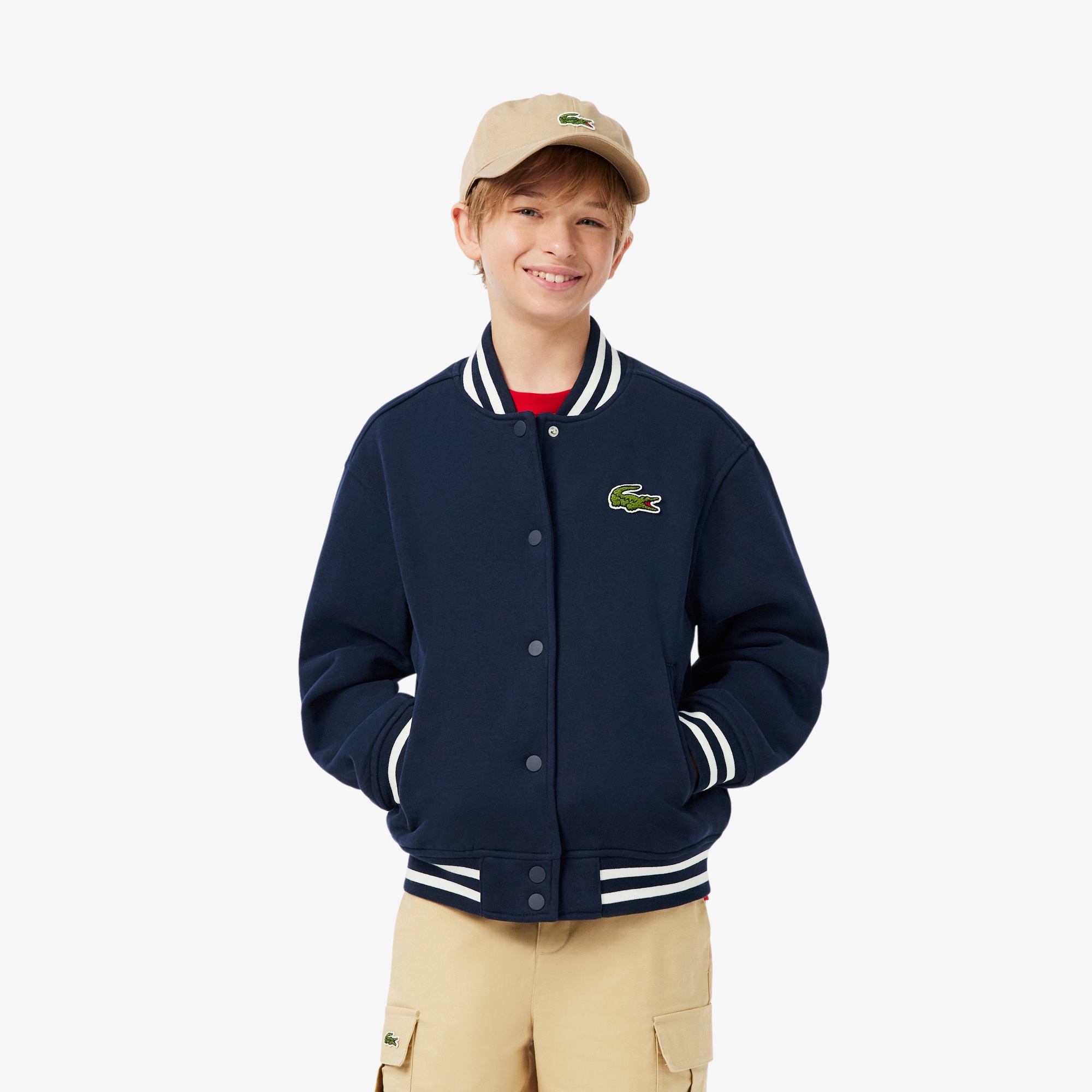 Unisex Embroidered Badge Fleece Bomber Jacket image number 6