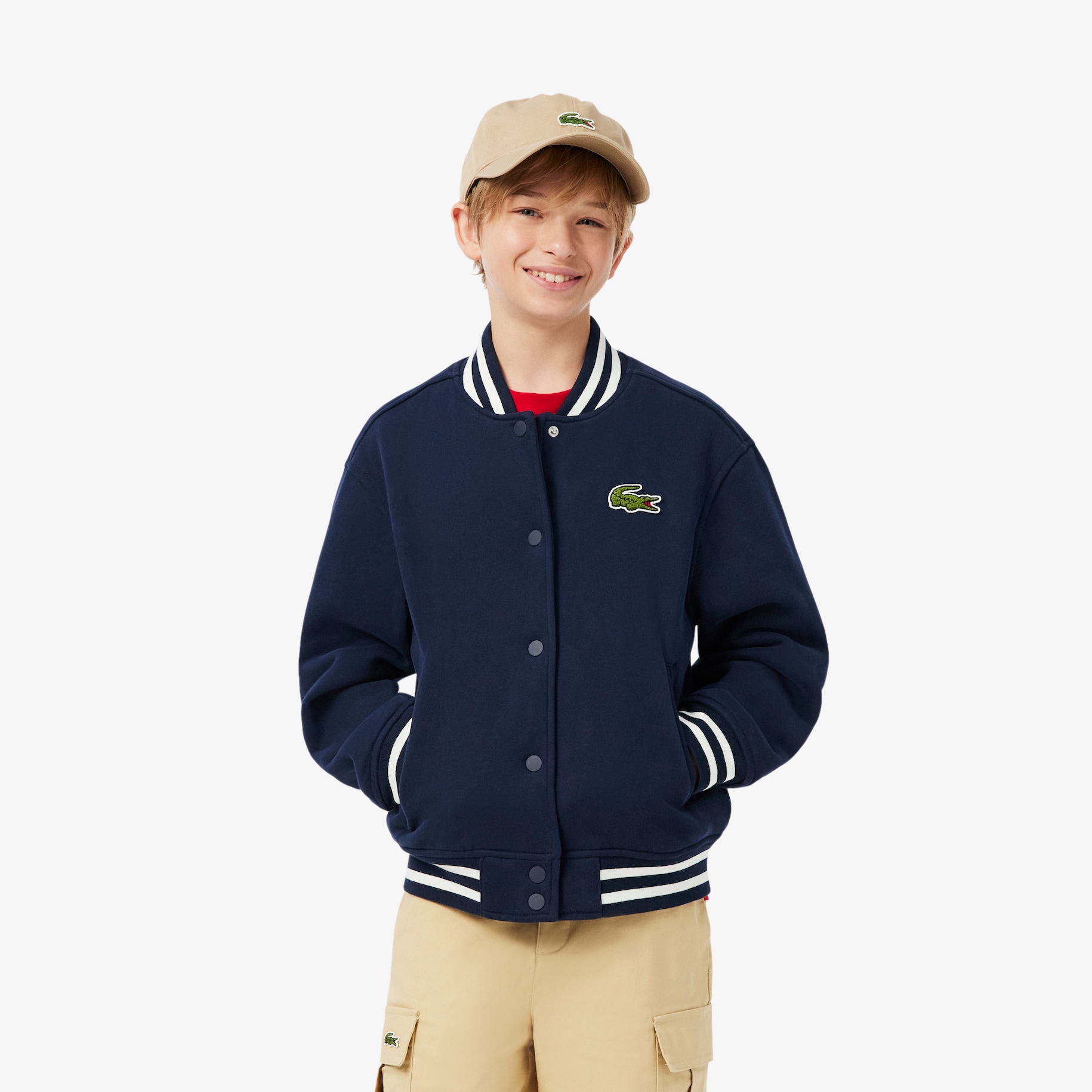 Unisex Embroidered Badge Fleece Bomber Jacket image number 6