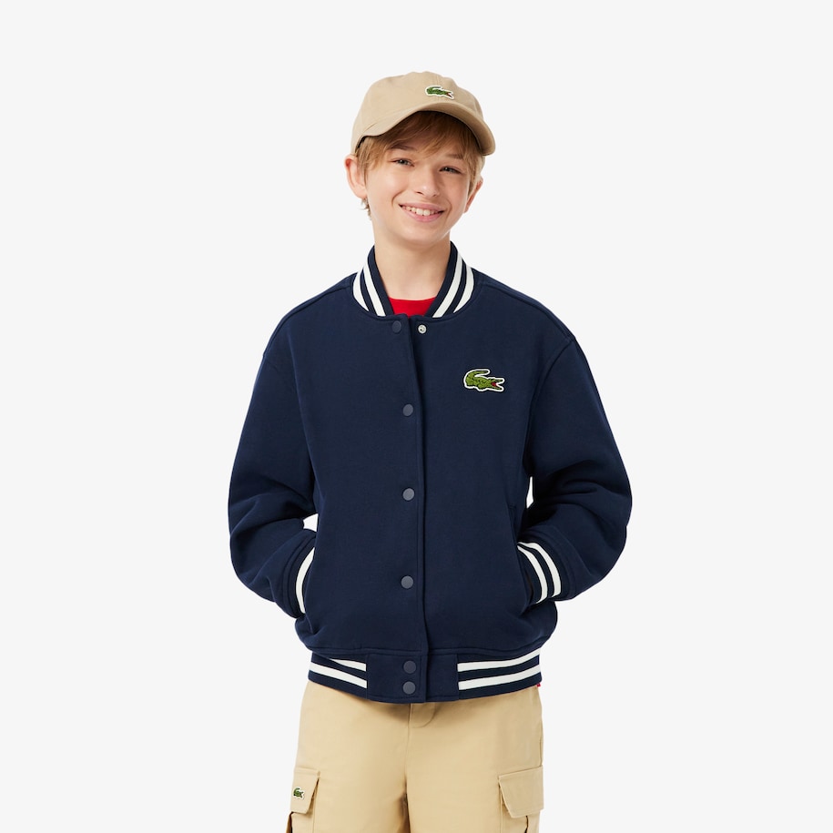 Unisex Embroidered Badge Fleece Bomber Jacket image number 6