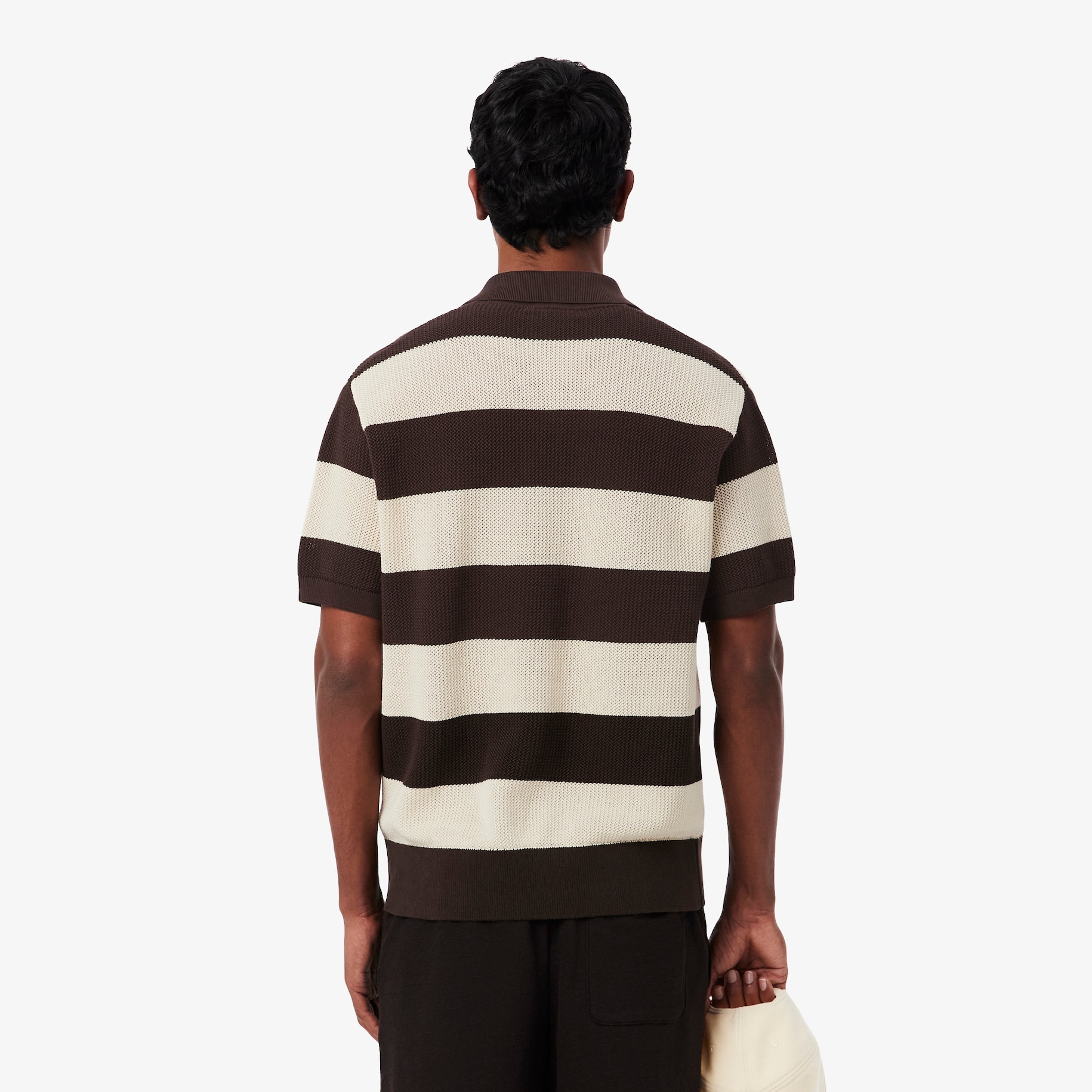 Short Sleeved Striped Polo Collar Sweater image number 2