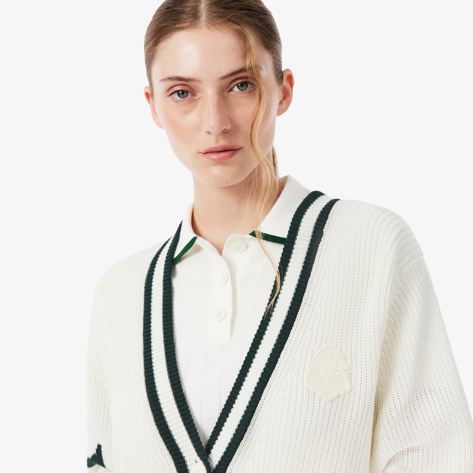 Badge Accent Wool Blend Golf Cardigan image number 1