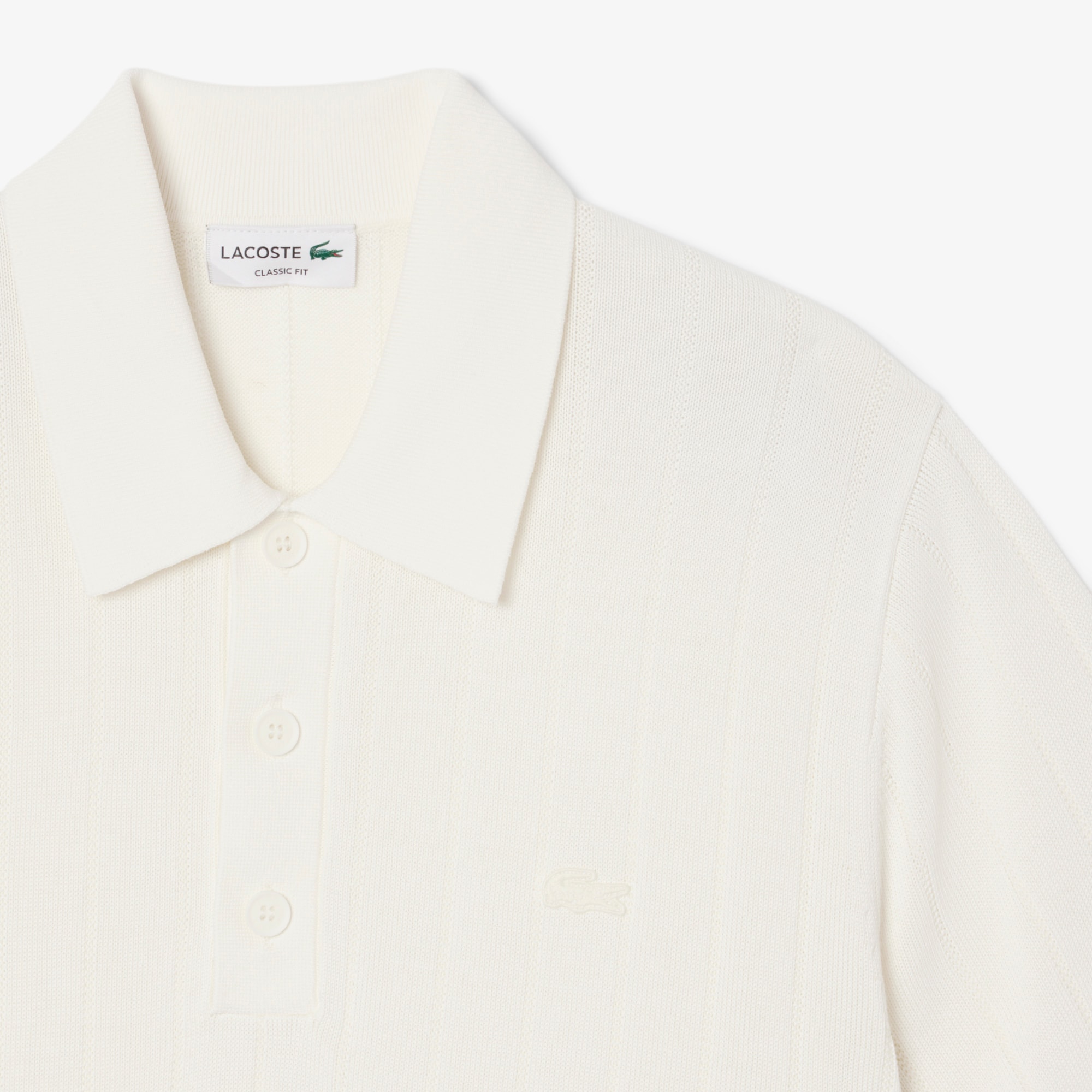 Fluid Ribbed Knit Polo Collar Sweater image number 4