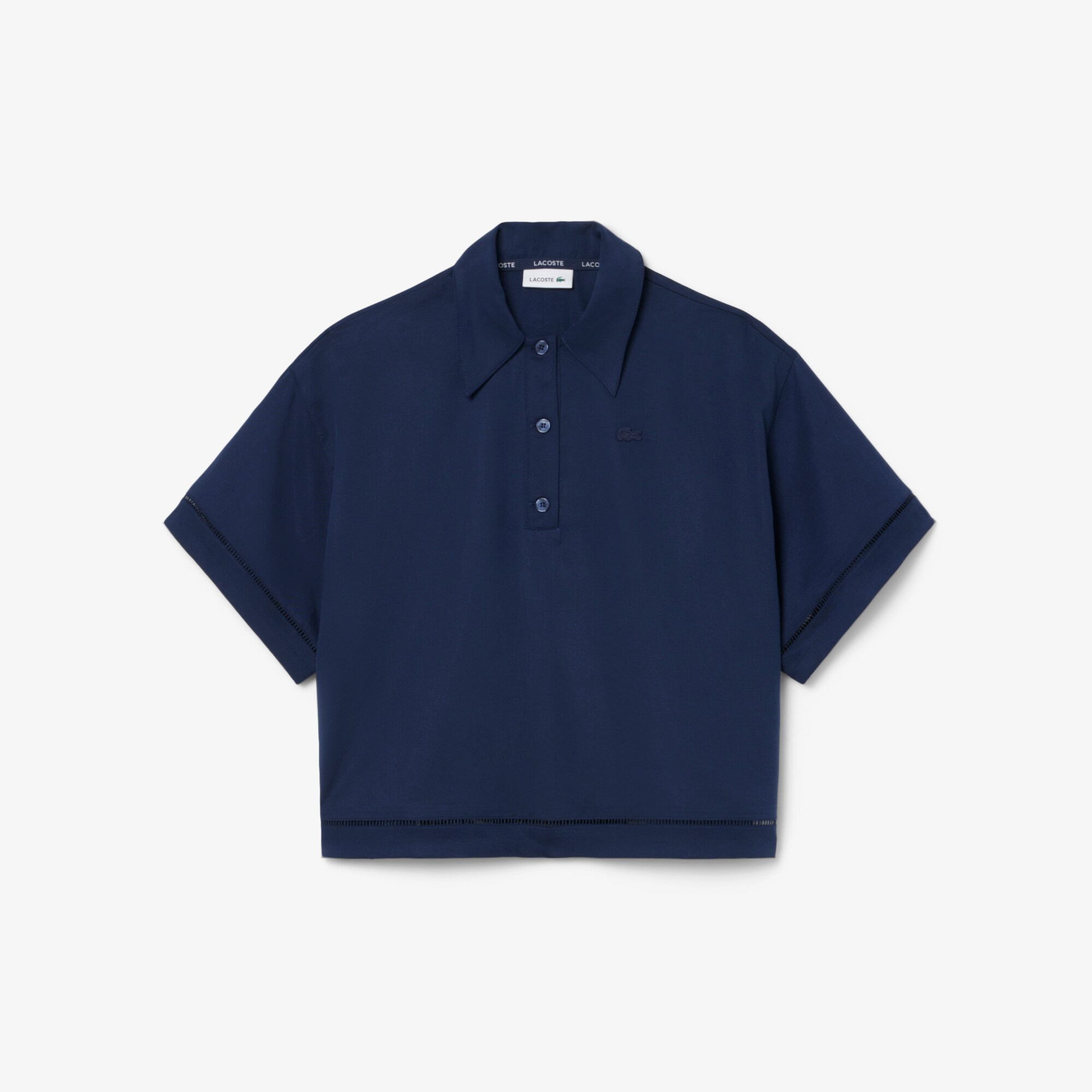 Oversized Fluid Twill Polo Shirt image number 3