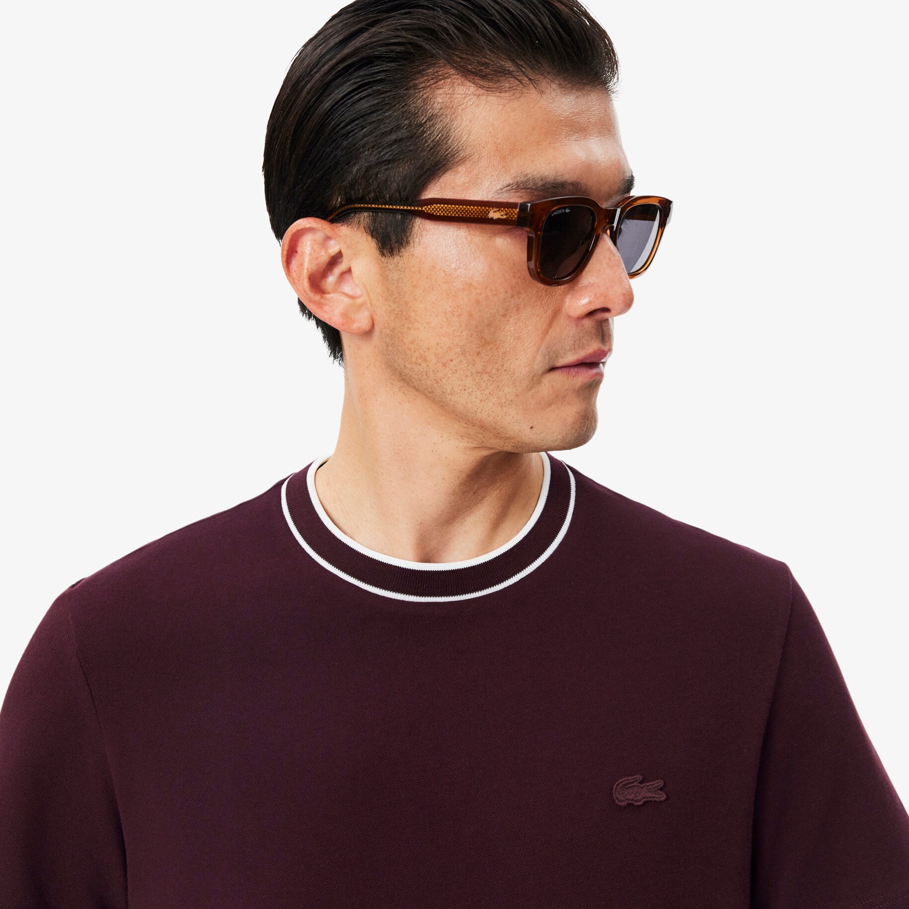 Stretch Piqu&eacute; Stripe Collar T-shirt image number 1