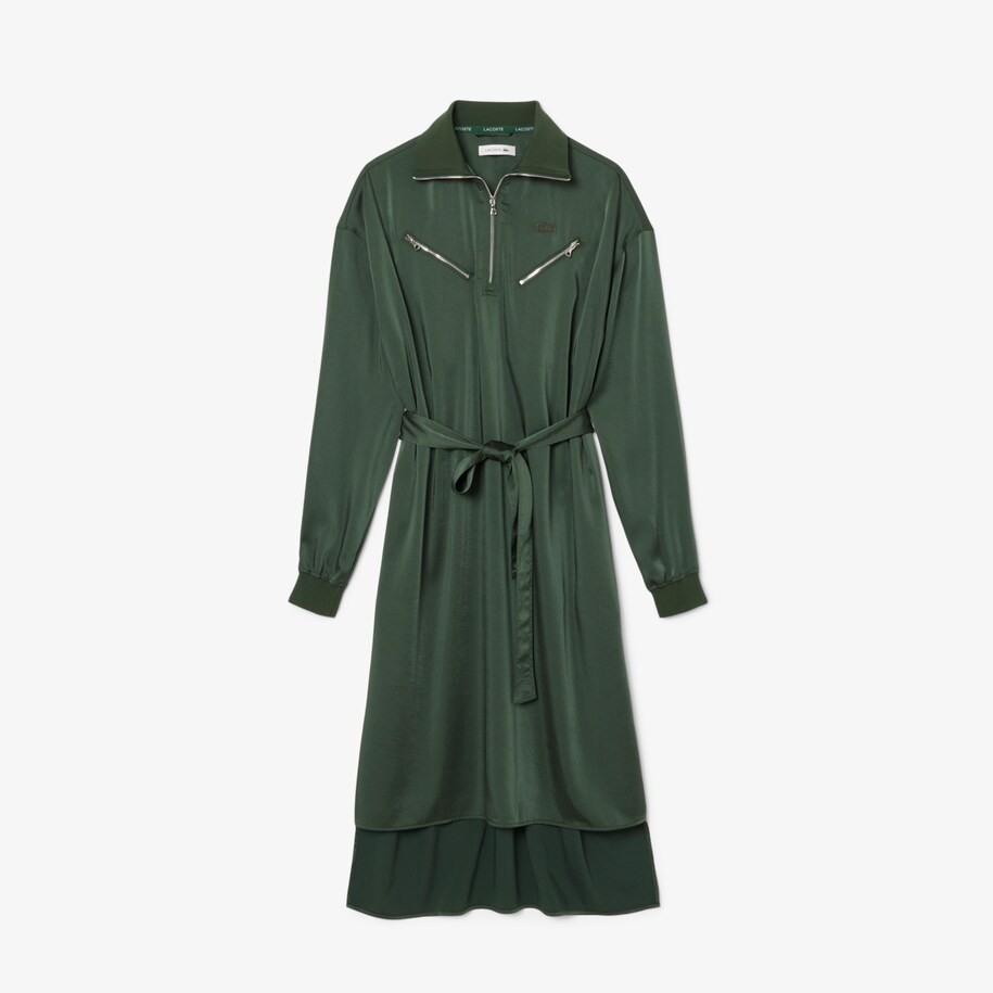 Long Sleeved Fluid Belted Dress image number 3