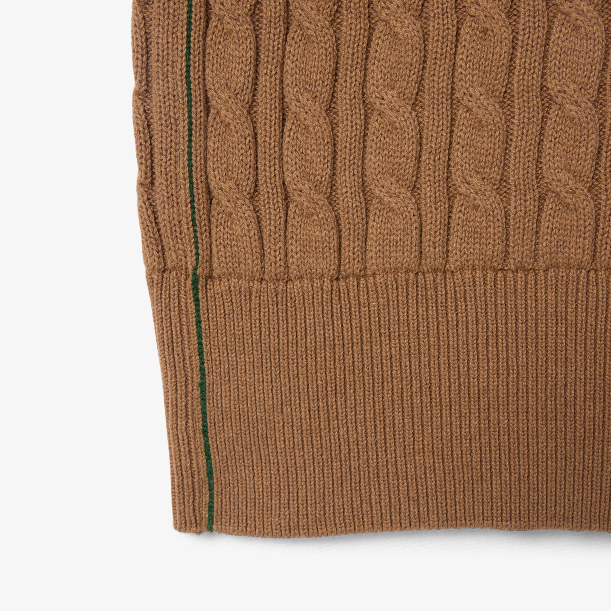 Classic Fit Cable Knit Cotton Polo Shirt image number 5