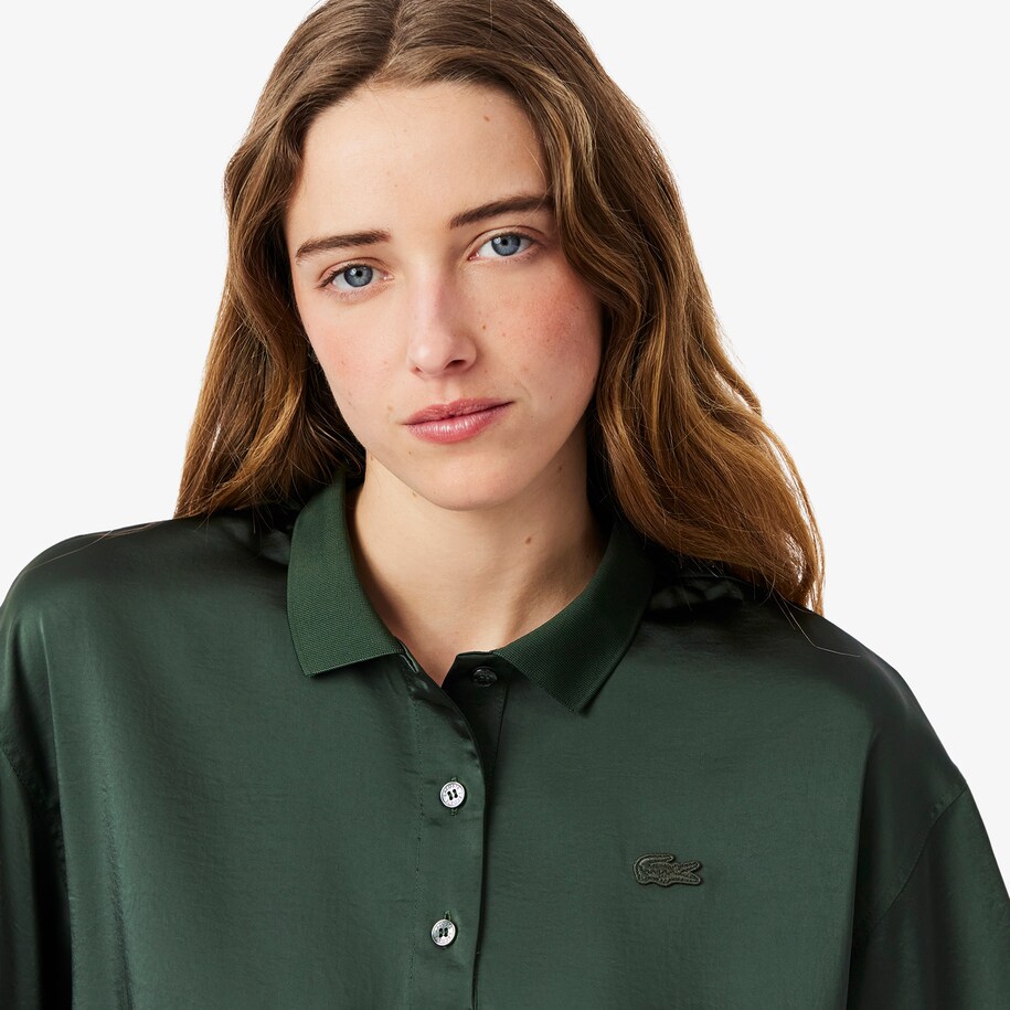 Oversized Silky Fluid Polo Shirt image number 1