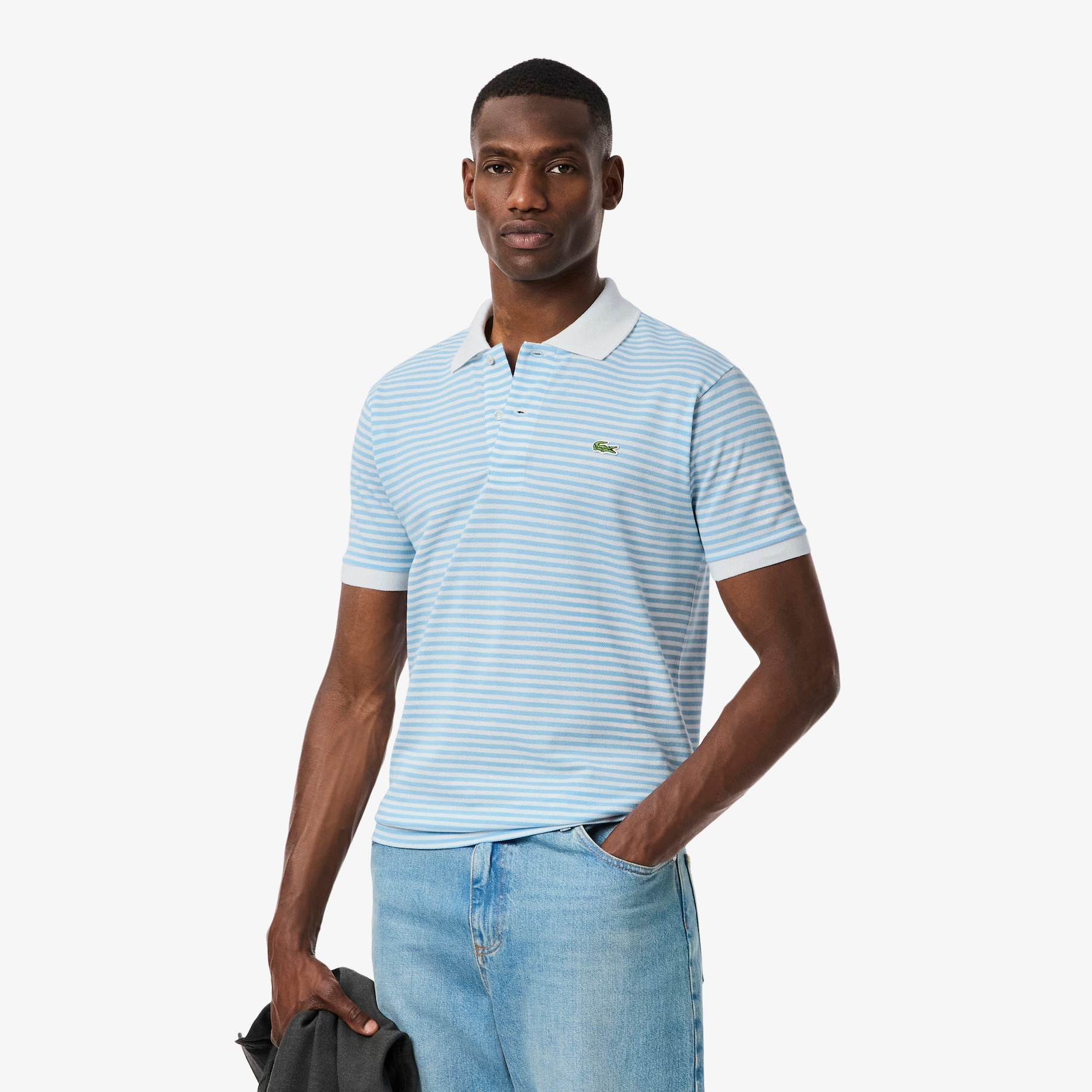 Classic Fit L.12.12 Striped Petit Piqué Polo Shirt image number 0
