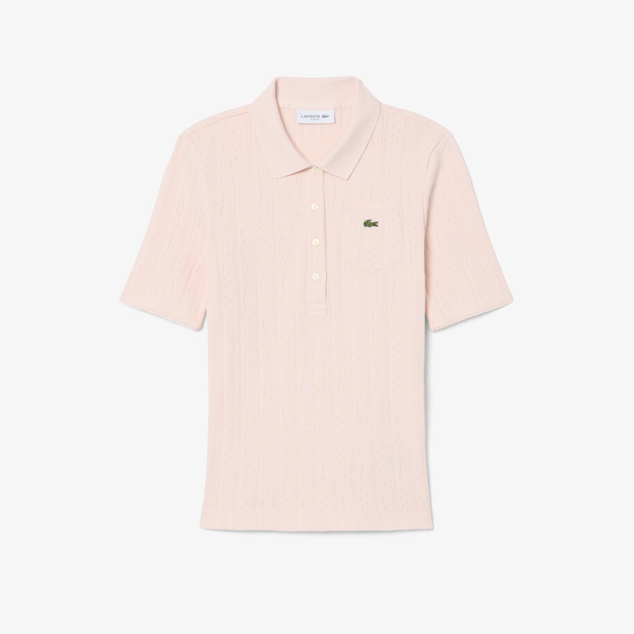 Slim Fit Pointelle Knit Polo Shirt image number 3