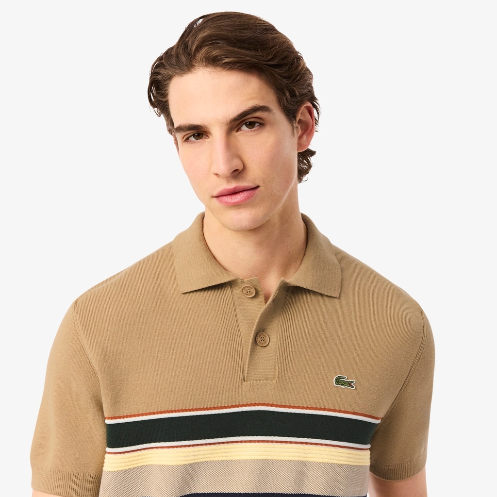 French Made Striped Polo Collar Sweater image number 1