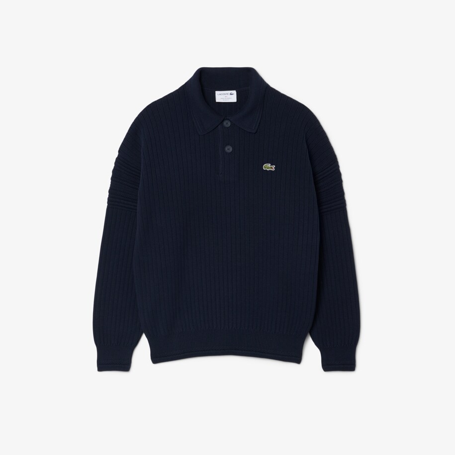French Made Cotton Polo Collar Sweater image number 3