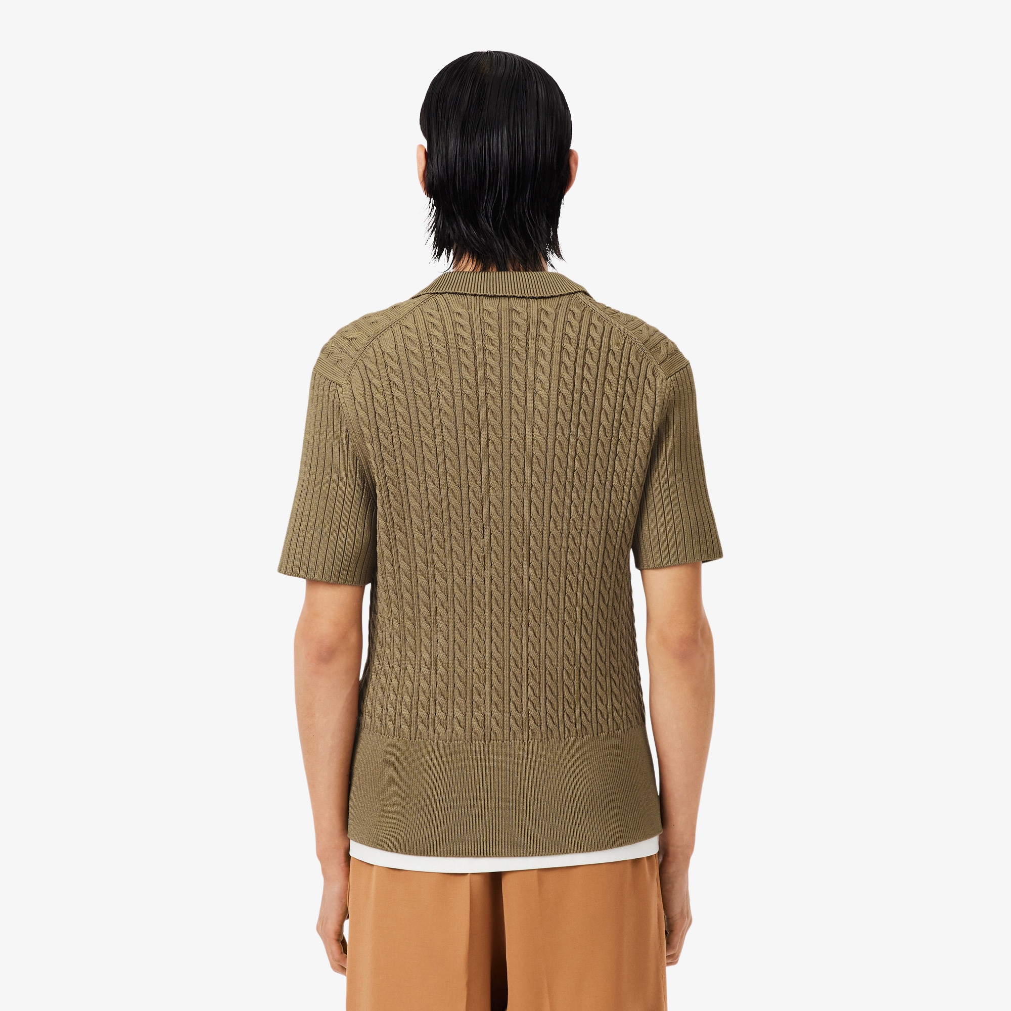 Runway Cable Knit Polo Collar Sweater image number 2