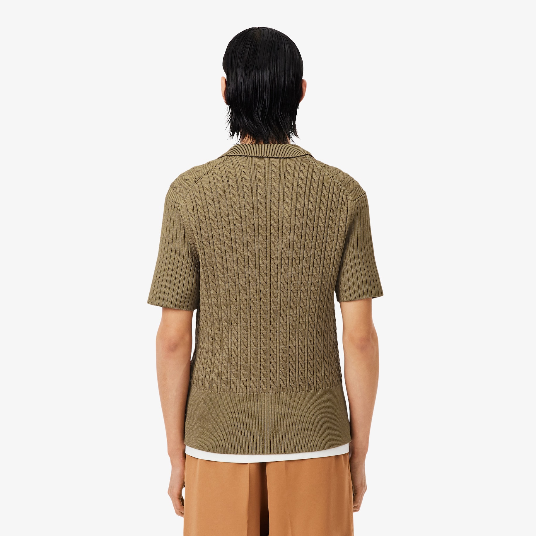 Runway Cable Knit Polo Collar Sweater image number 2