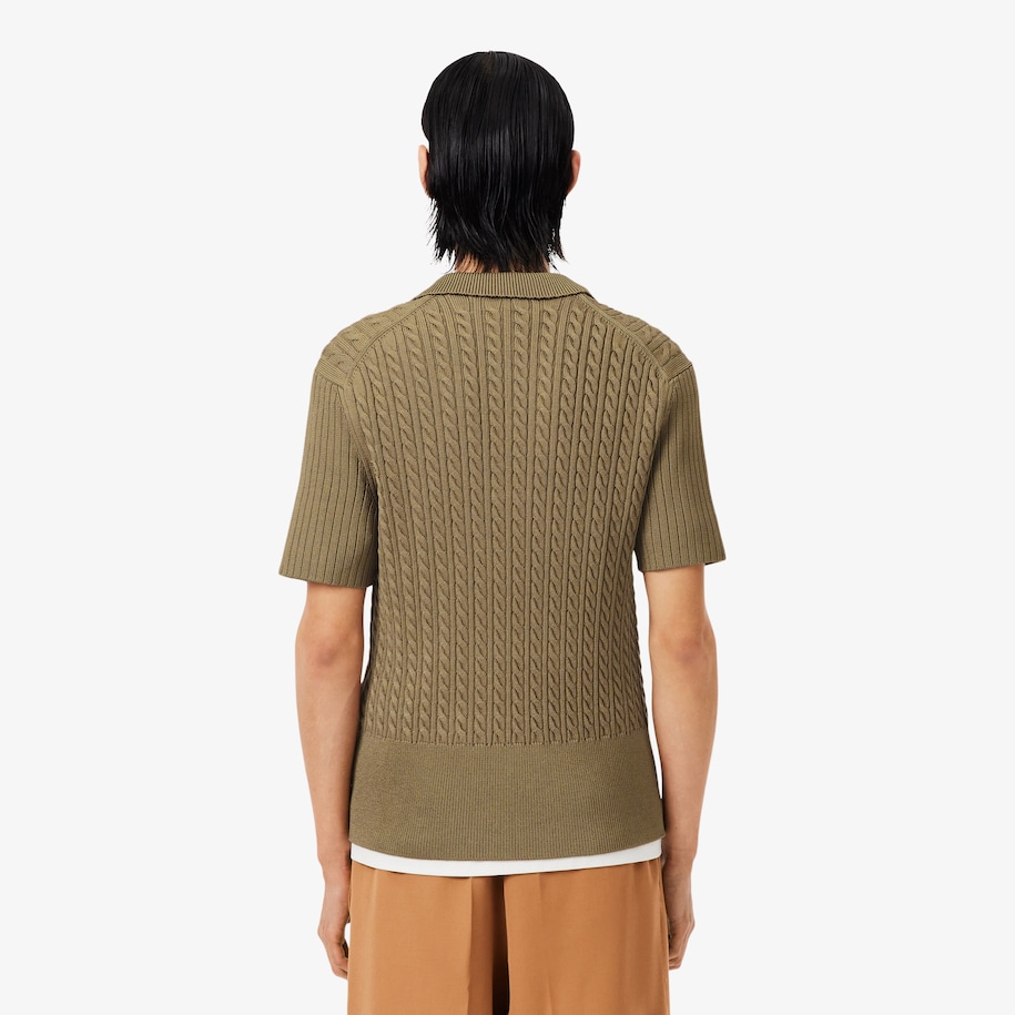 Runway Cable Knit Polo Collar Sweater image number 2