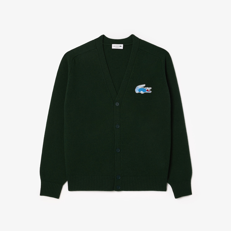 Monochrome Wool Crocodile Badge Cardigan image number 3