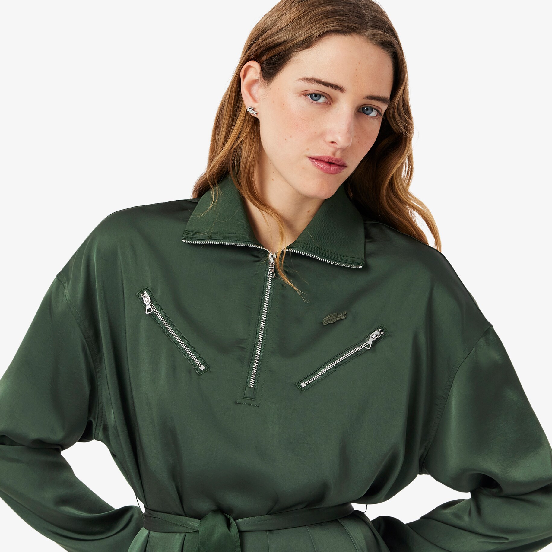 Long Sleeved Fluid Belted Dress image number 1