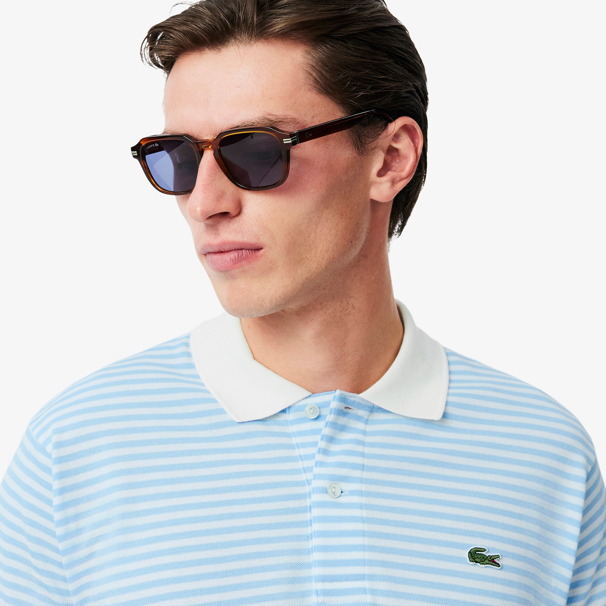 Classic Fit L.12.12 Striped Petit Piqu&eacute; Polo Shirt image number 1